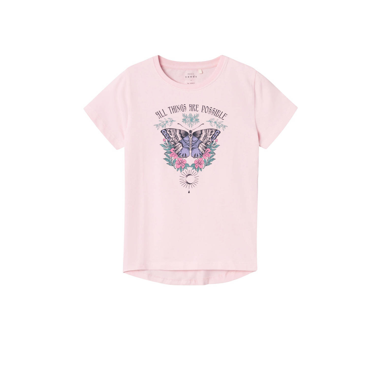 NAME IT KIDS T-shirt NKFVIX met printopdruk lichtroze