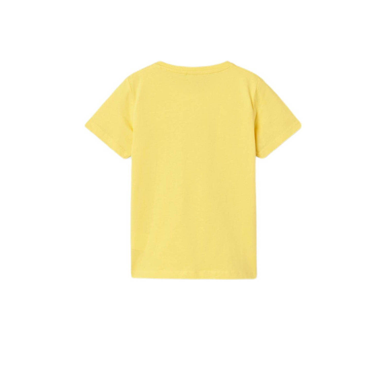NAME IT KIDS T-shirt NKMVICTOR met printopdruk geel