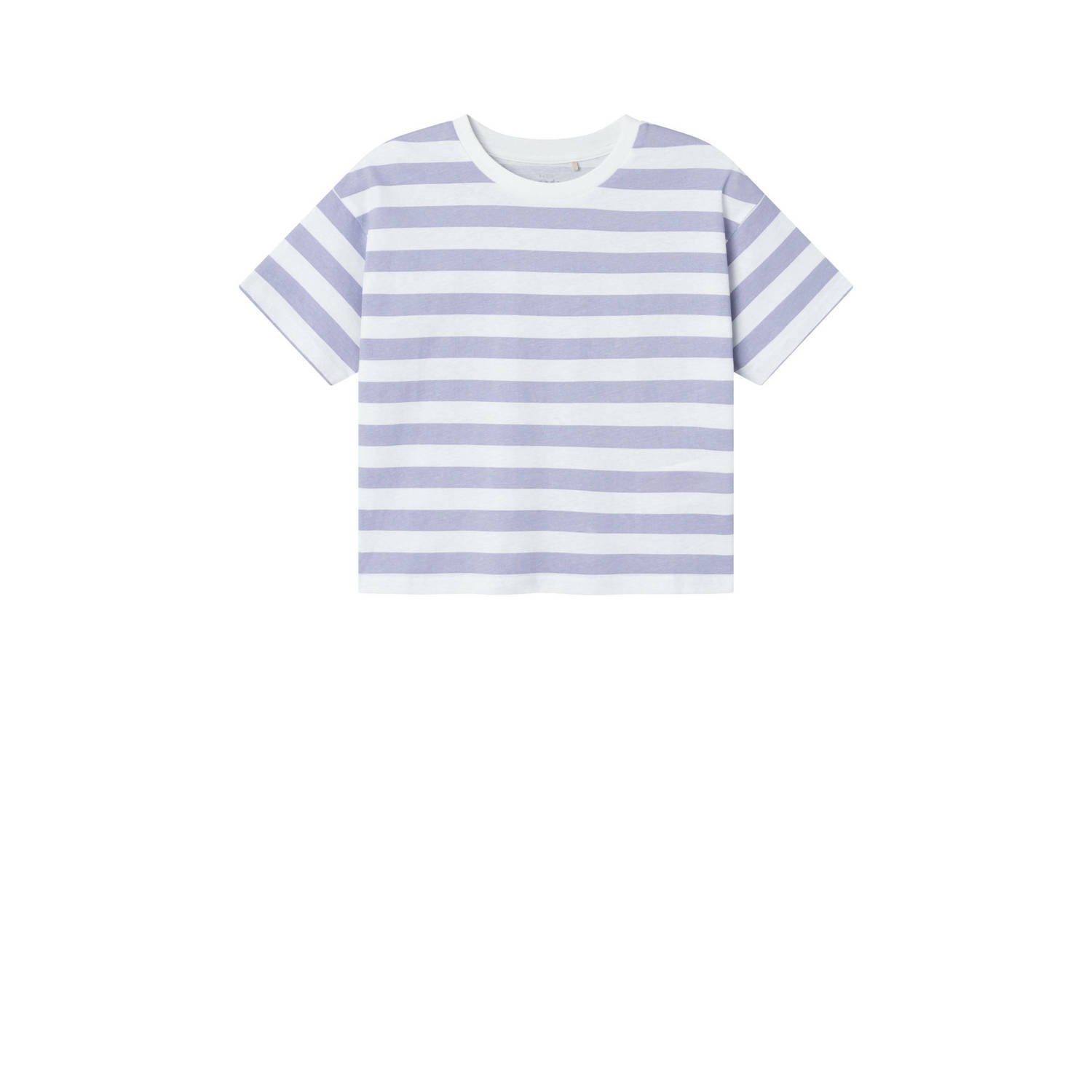 Name it KIDS gestreept T-shirt NKFVITANNI lila wit Paars Meisjes Katoen Ronde hals 134 140