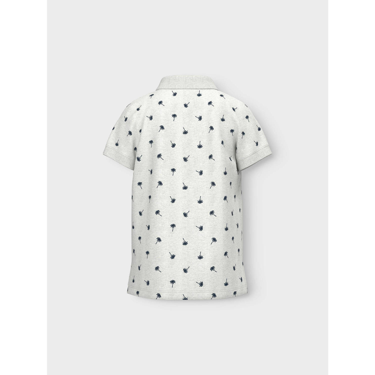 NAME IT KIDS polo NKMVOLO met all over print wit blauw