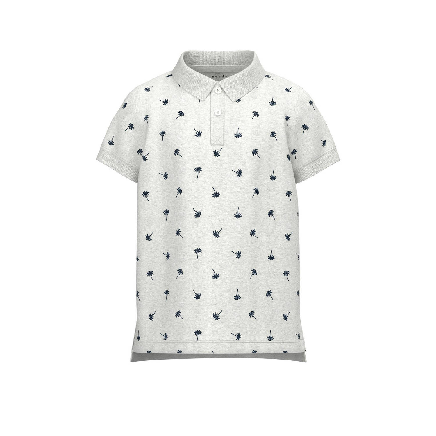 Name it KIDS polo NKMVOLO met all over print wit blauw Jongens Stretchkatoen Polokraag 122 128