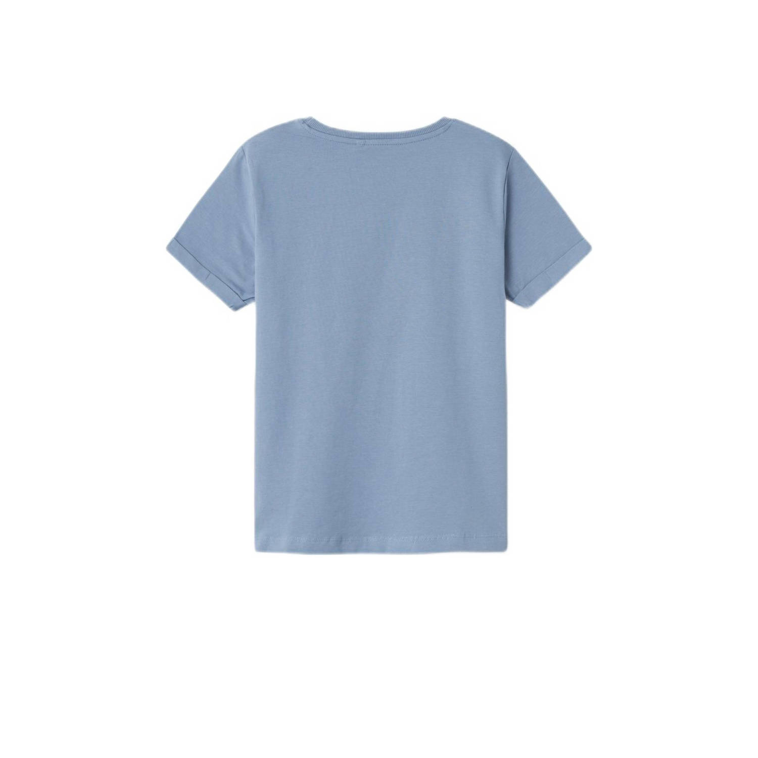 NAME IT KIDS T-shirt NKMVUX met printopdruk blauwgrijs