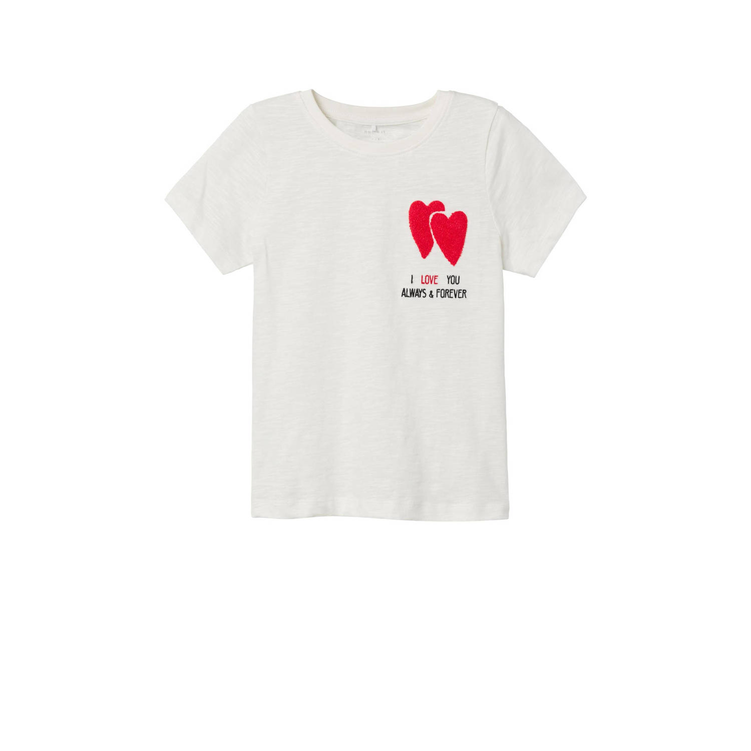 Name it KIDS T-shirt NKFFOLEJMA met printopdruk wit hart Meisjes Biologisch katoen Ronde hals 122 128