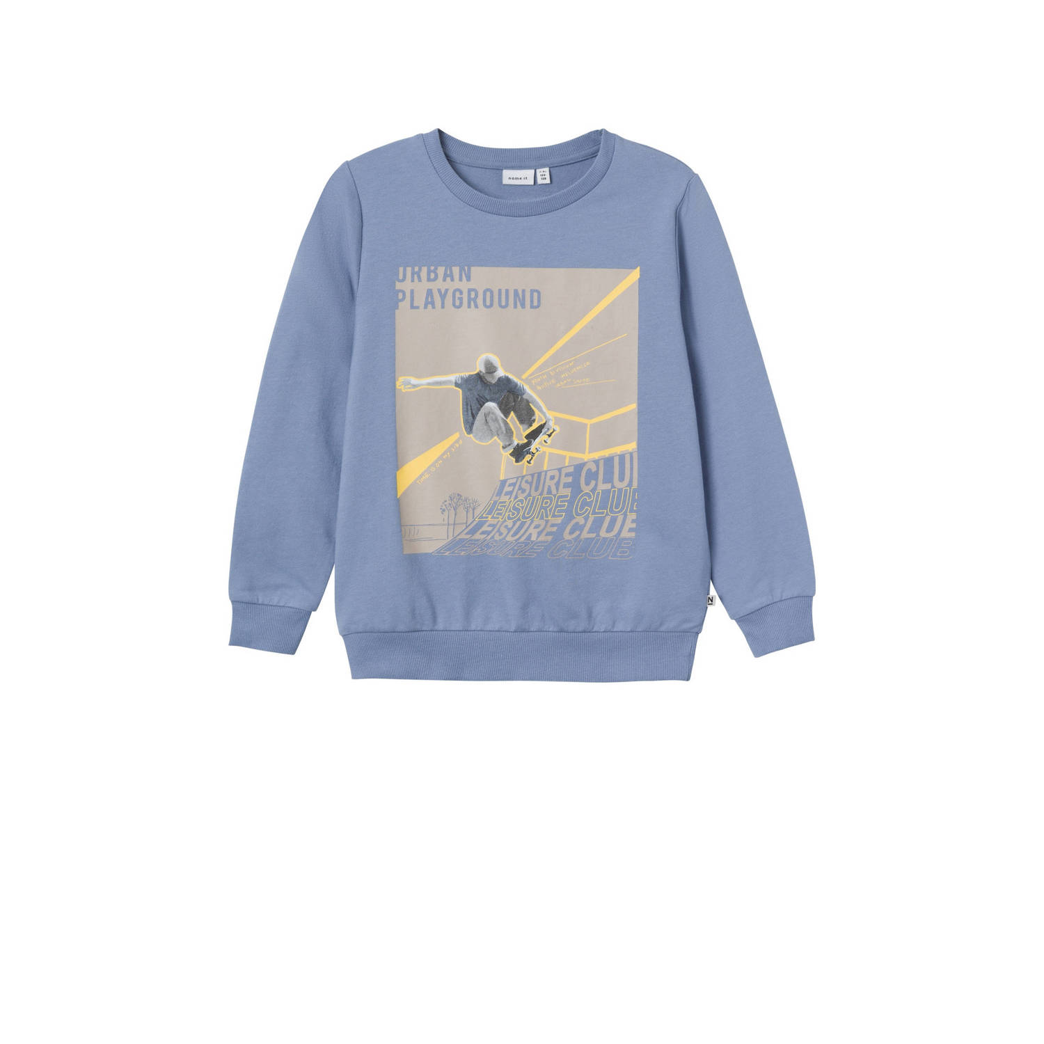 NAME IT KIDS sweater NKMDUTPAK met printopdruk zachtblauw