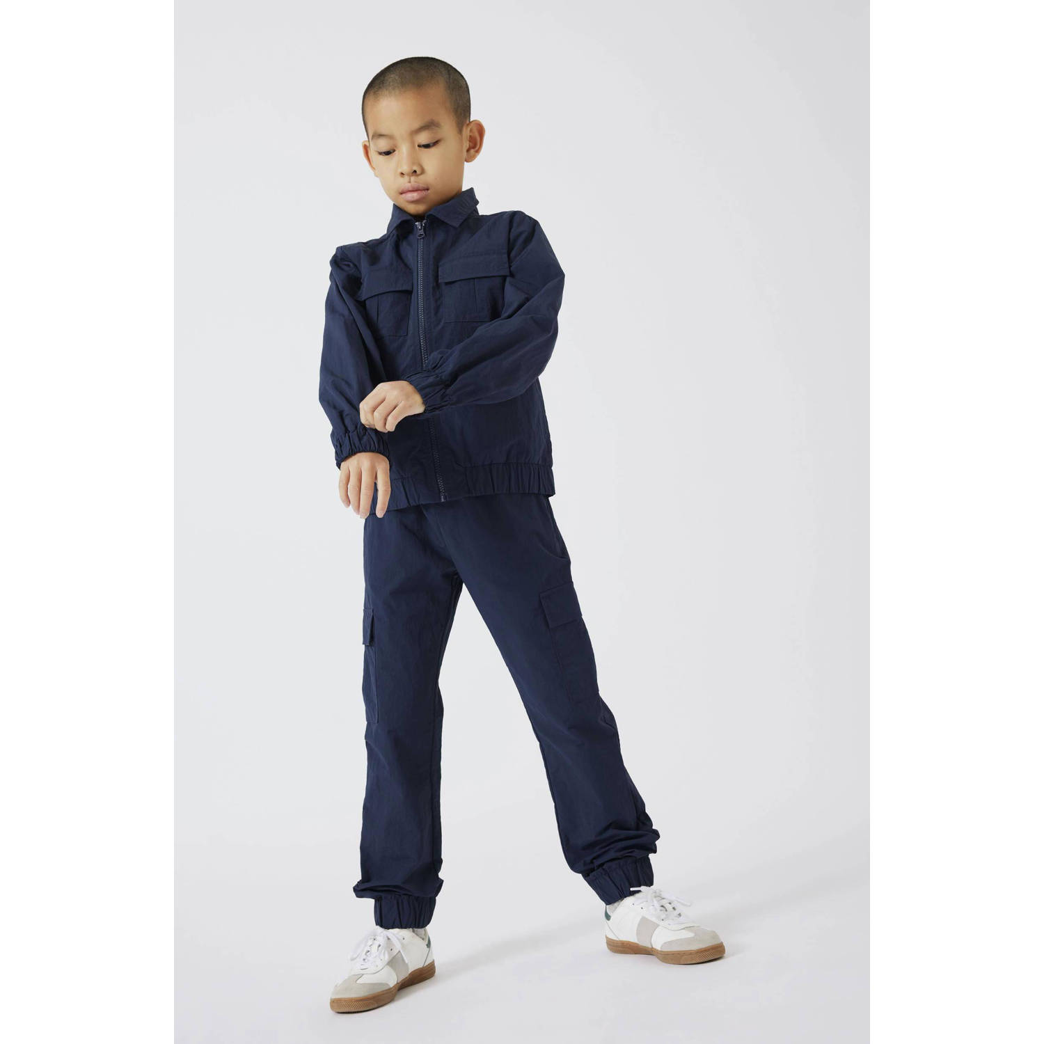 Name it KIDS cargobroek NKMDECAR donkerblauw Jongens Nylon Effen 128