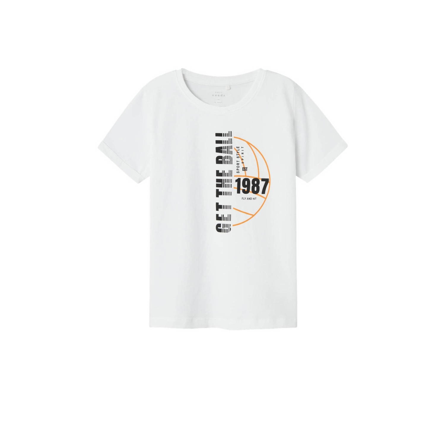 Name it KIDS T-shirt NKMVUX met printopdruk wit Jongens Stretchkatoen Ronde hals 122 128