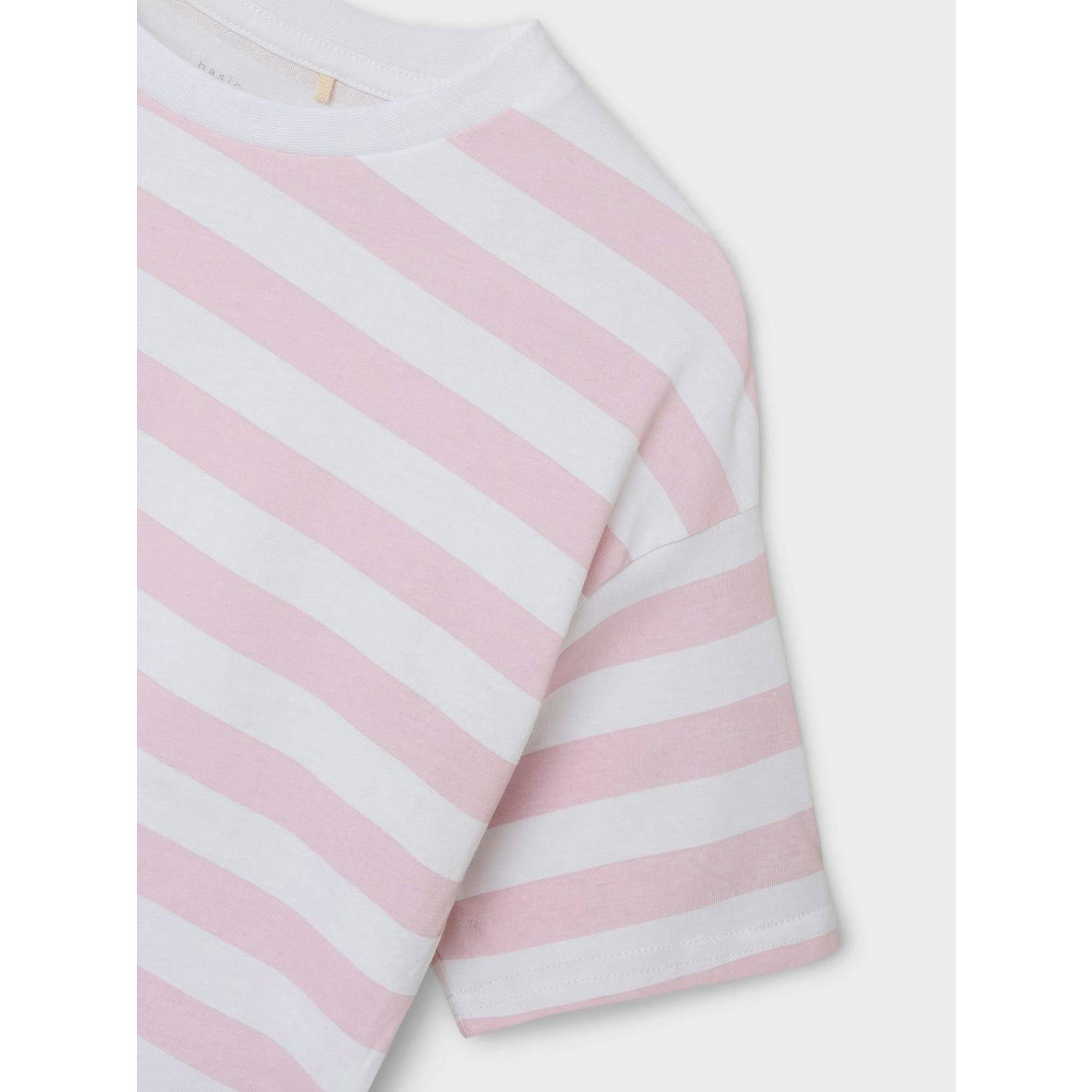 NAME IT KIDS gestreept T-shirt NKFVITANNI roze wit