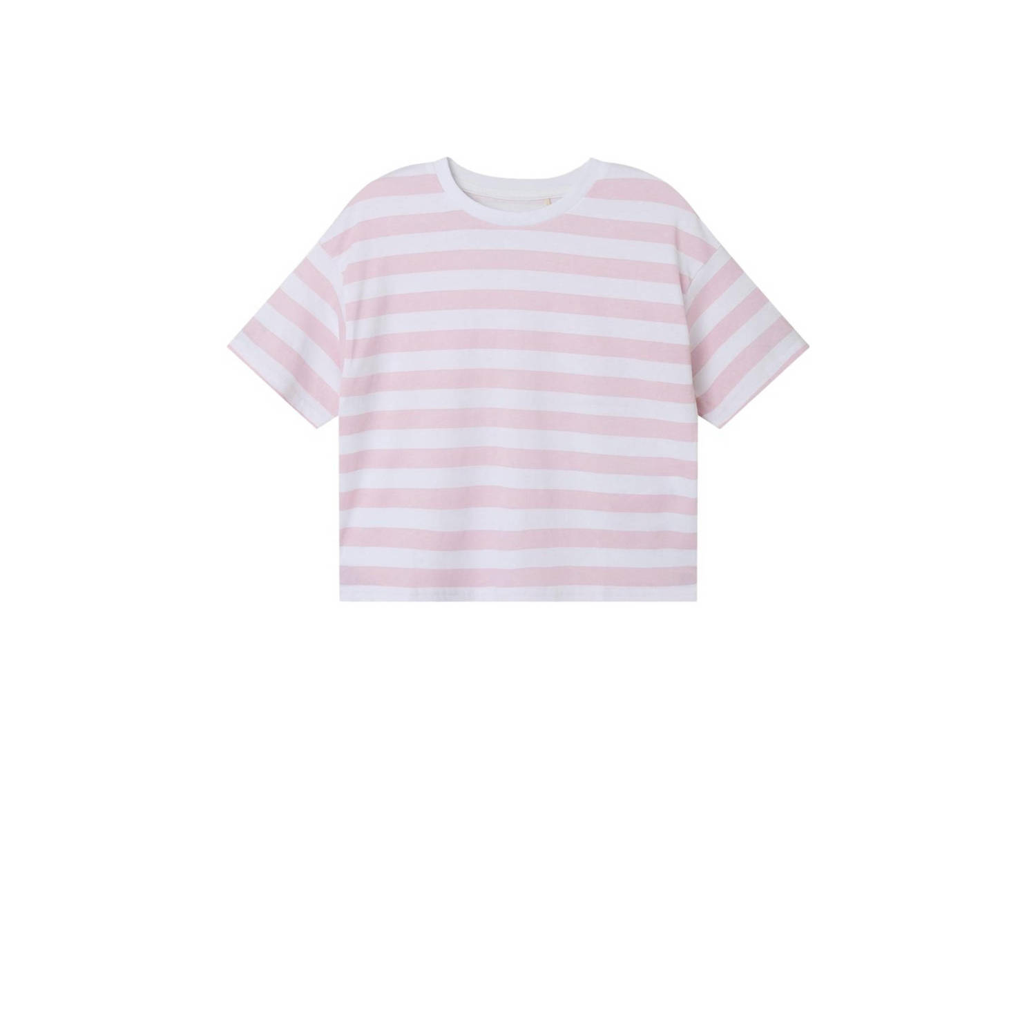 NAME IT KIDS gestreept T-shirt NKFVITANNI roze wit