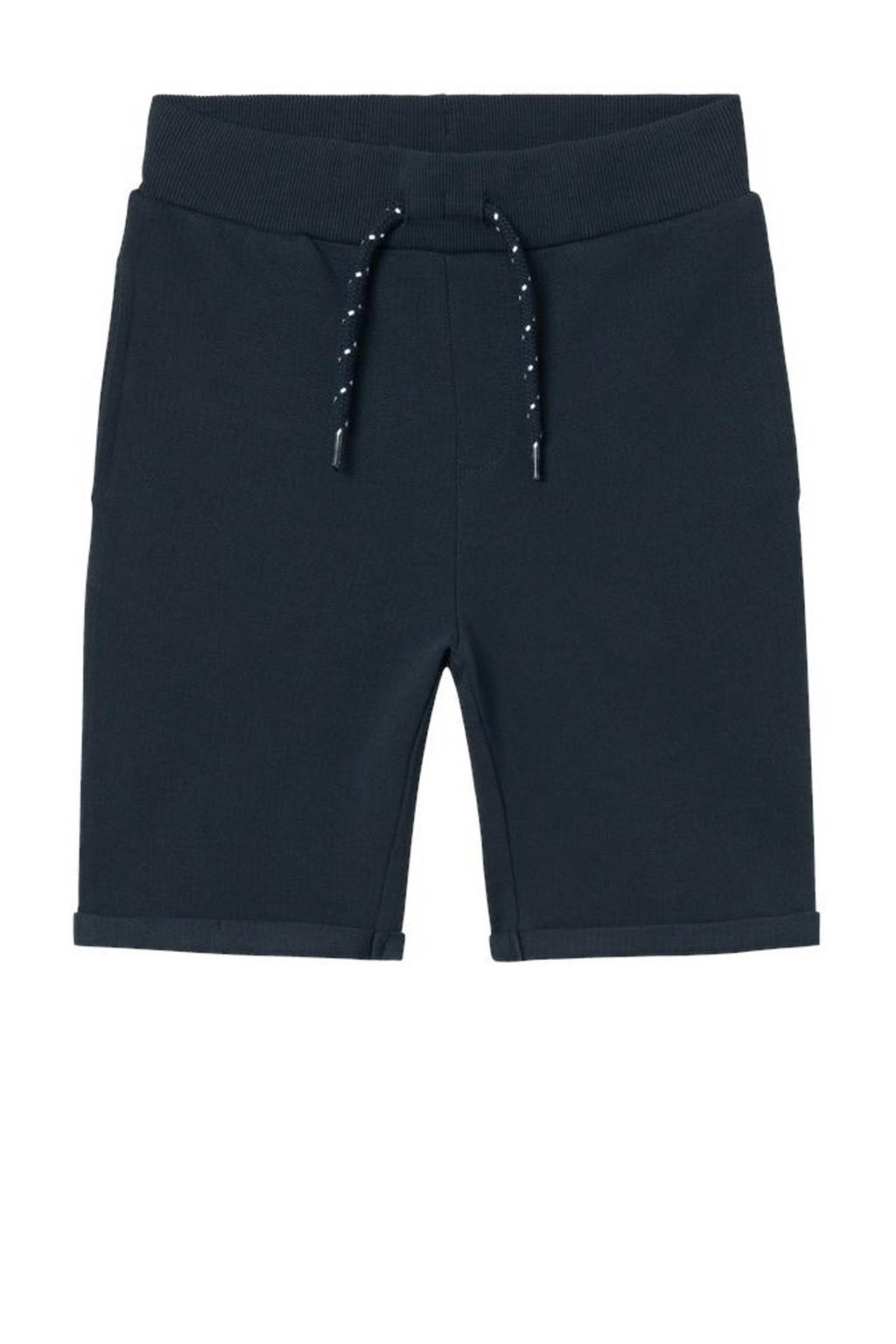 Donkerblauwe jongens NAME IT KIDS sweatshort met elastische tailleband met koord en effen