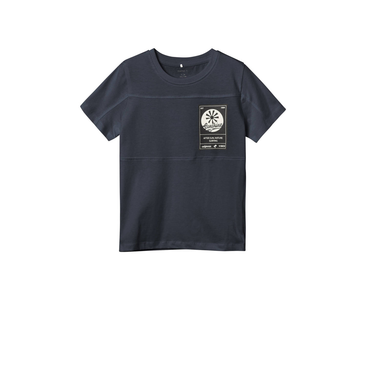 Name it KIDS T-shirt NKMDOLASSE met printopdruk donkerblauw Jongens Katoen Ronde hals 134 140