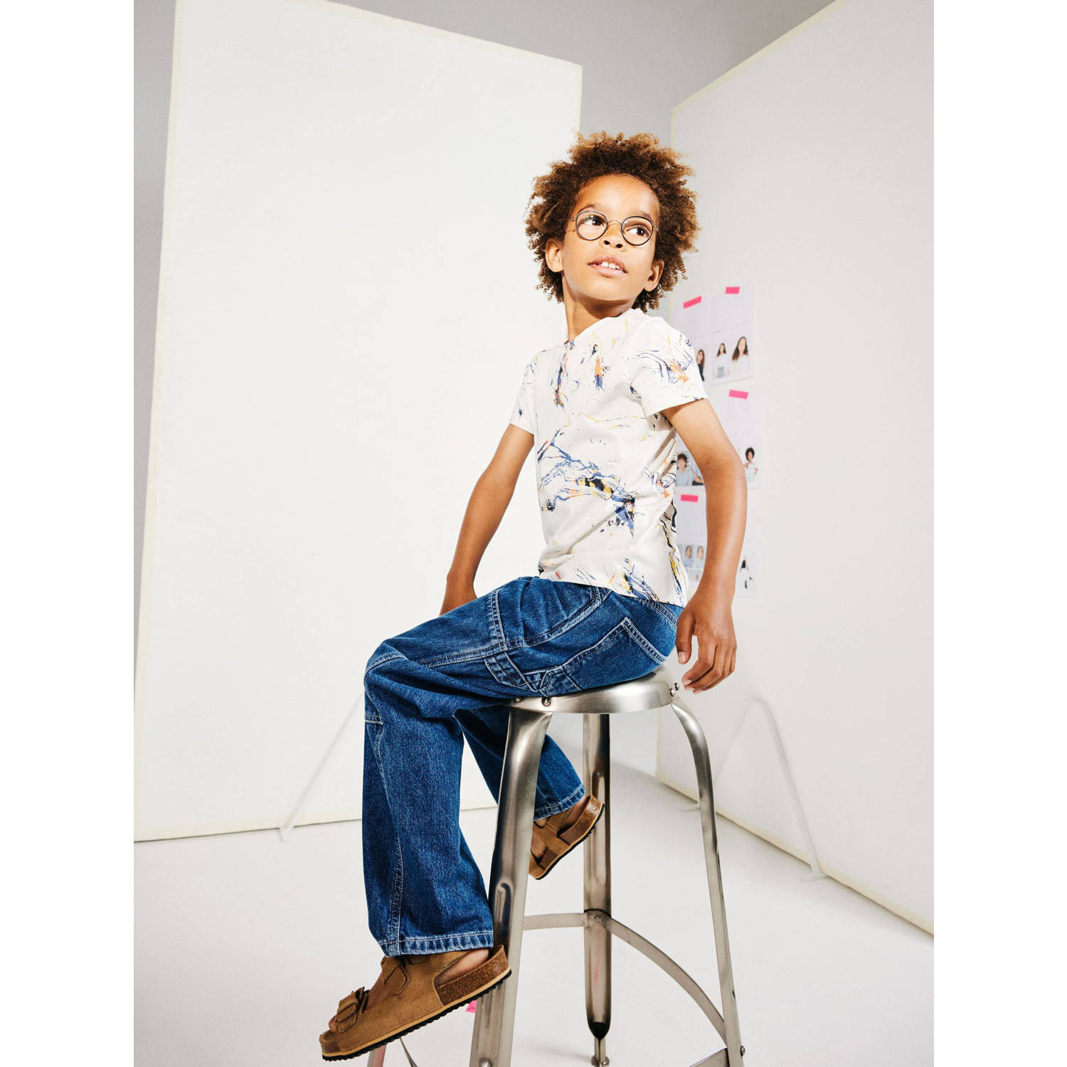 NAME IT KIDS T-shirt NKMDALA met all over print offwhite multicolor