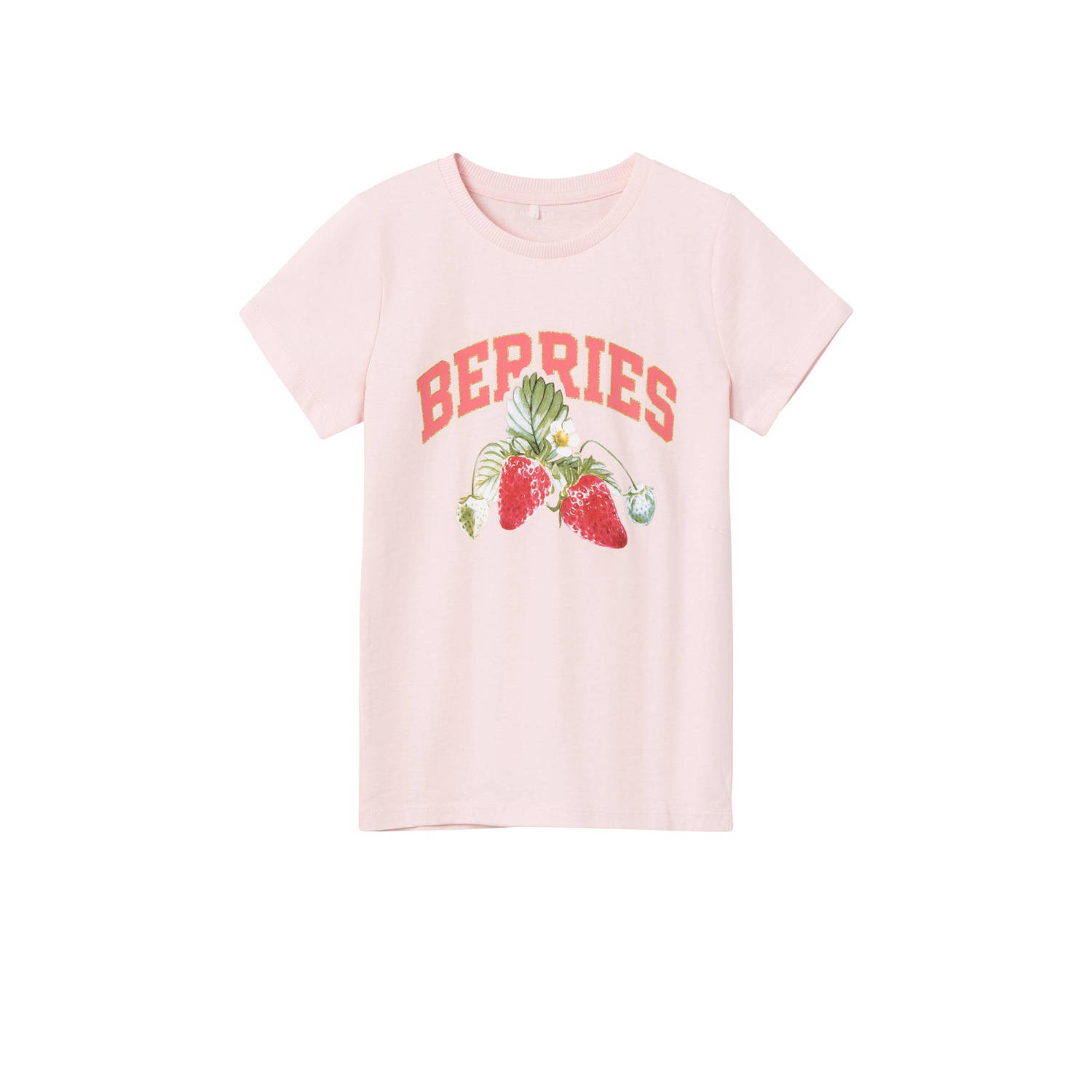 Name it KIDS T-shirt NKFDATRUNTE met printopdruk lichtroze Meisjes Biologisch katoen Ronde hals 122 128