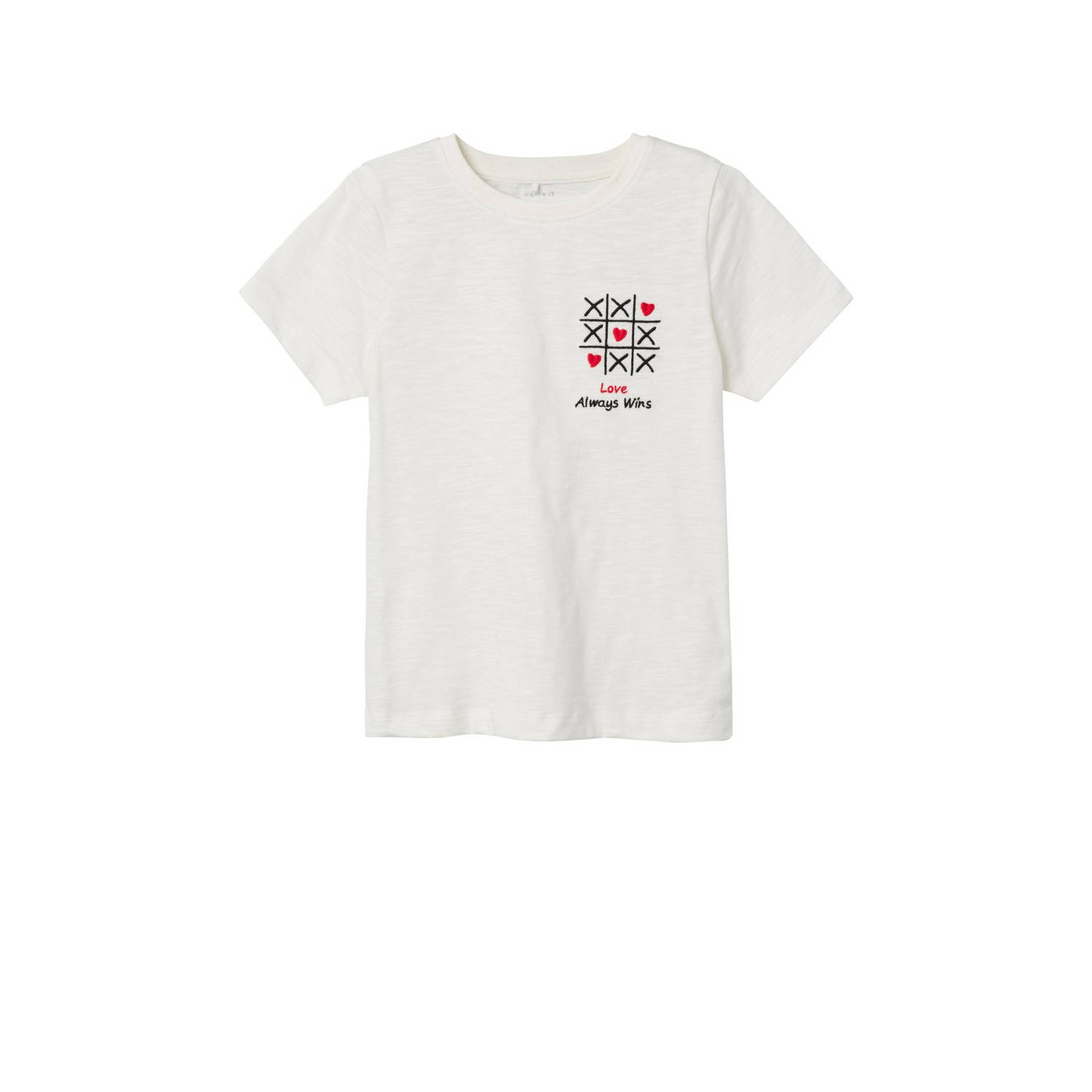 Name it KIDS T-shirt NKFFOLEJMA met backprint wit rood Meisjes Biologisch katoen Ronde hals 146 152