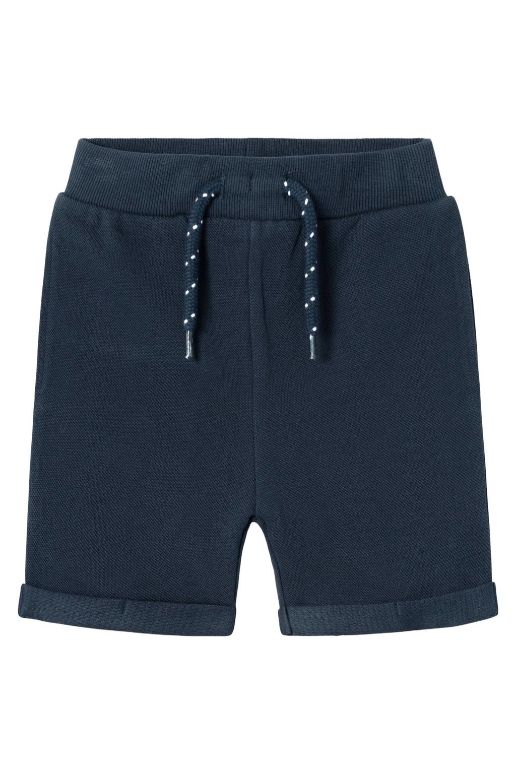 Donkerblauwe jongens NAME IT MINI sweatshort met regular waist, elastische tailleband met koord en effen