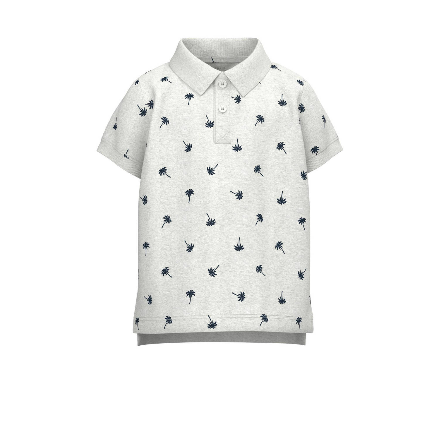 Name it MINI polo NMMVOLO met all over print wit donkerblauw Jongens Stretchkatoen Polokraag 104