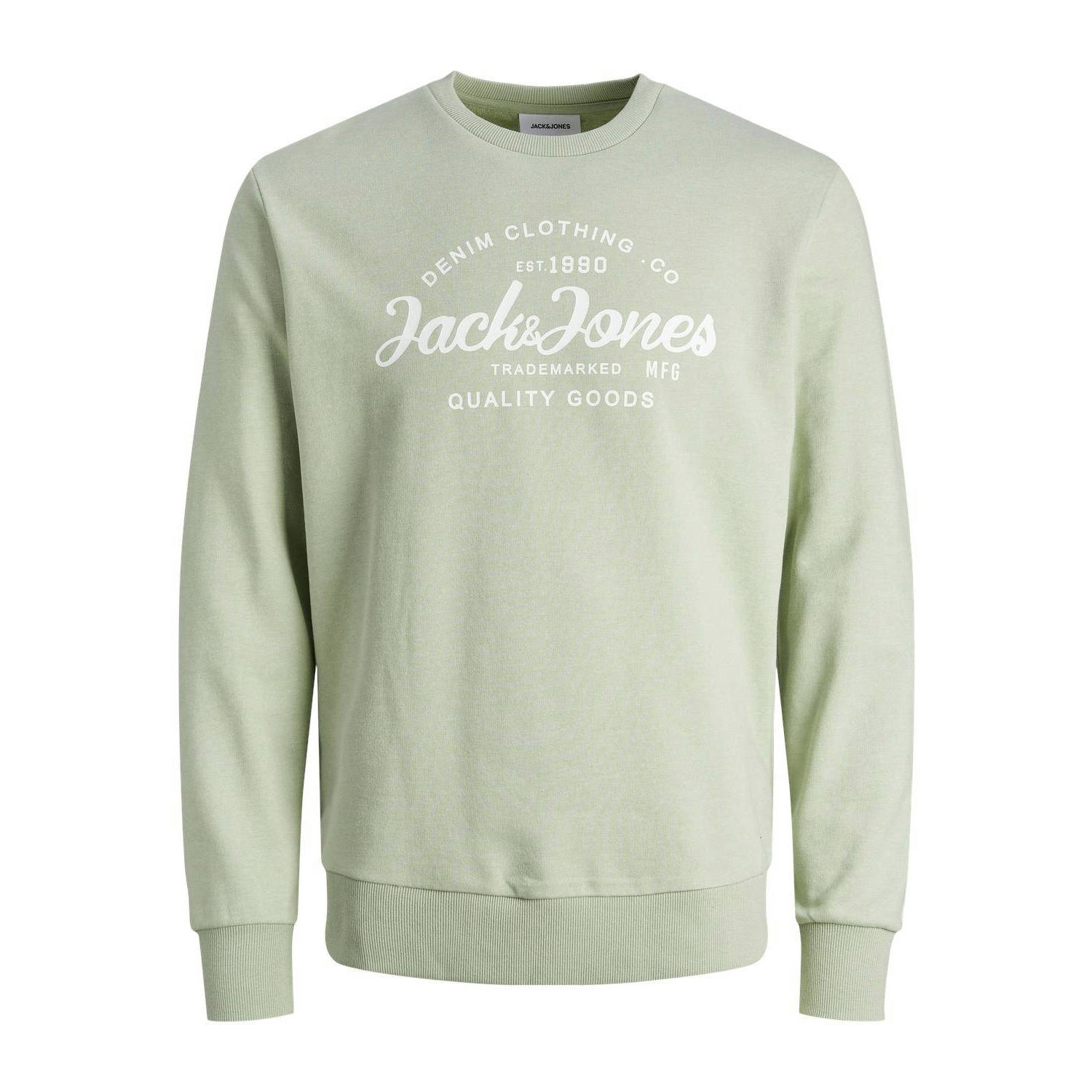 JACK & JONES sweater JJFOREST met printopdruk desert sage