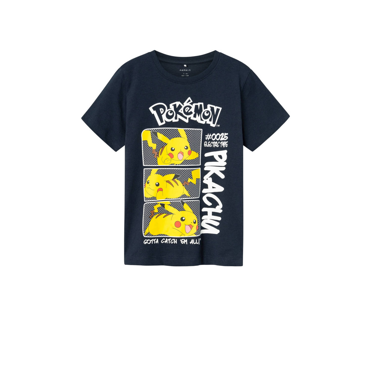 Name it KIDS Pokemon T-shirt NKMMANIANDER met printopdruk zwart Jongens Katoen Ronde hals 122 128