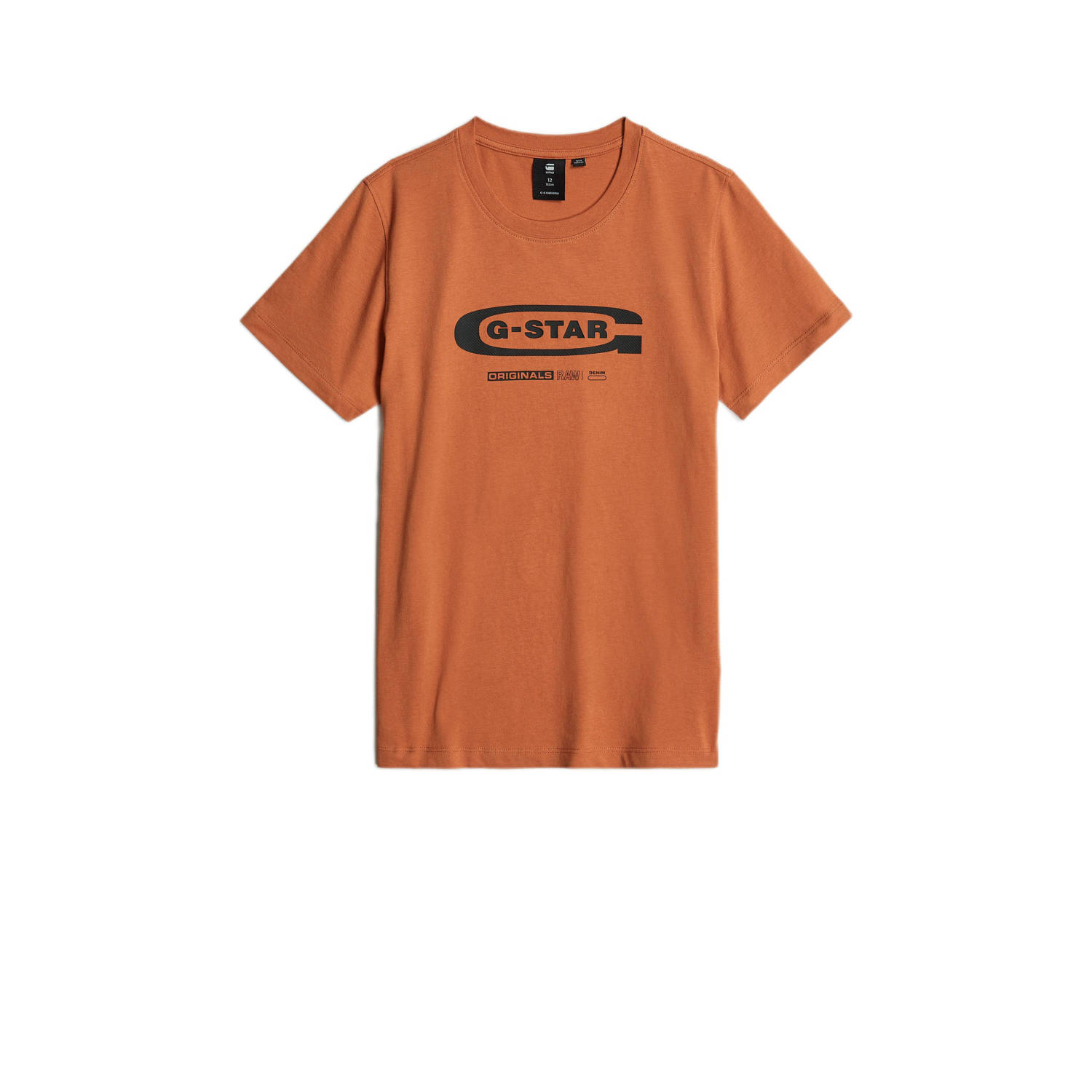 G-Star Raw T-shirt t- shirt s\s regular met logo donkeroranje Jongens Katoen Ronde hals 116