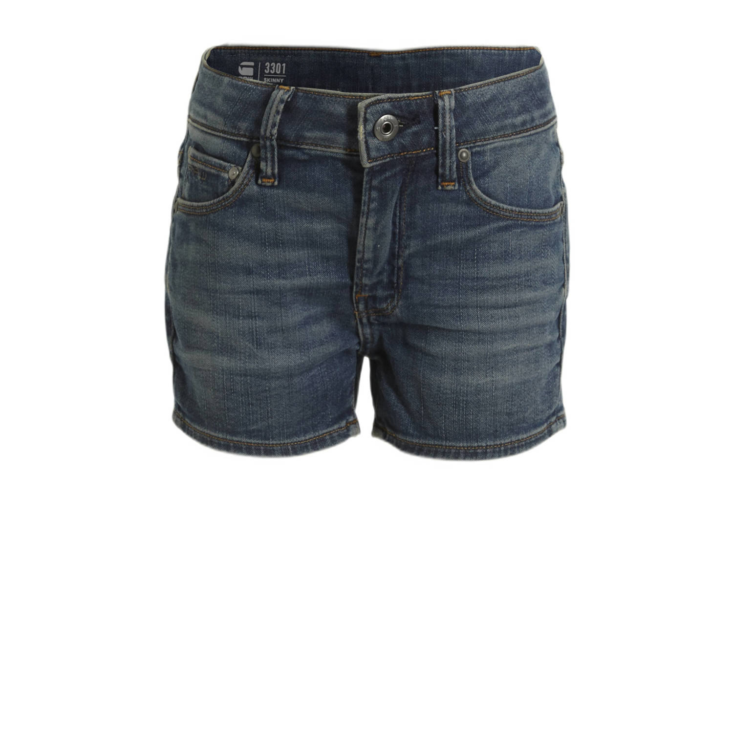 G-Star Raw 3301 skinny shorts denim short sun faded indigo Korte broek Blauw Meisjes Katoen 140