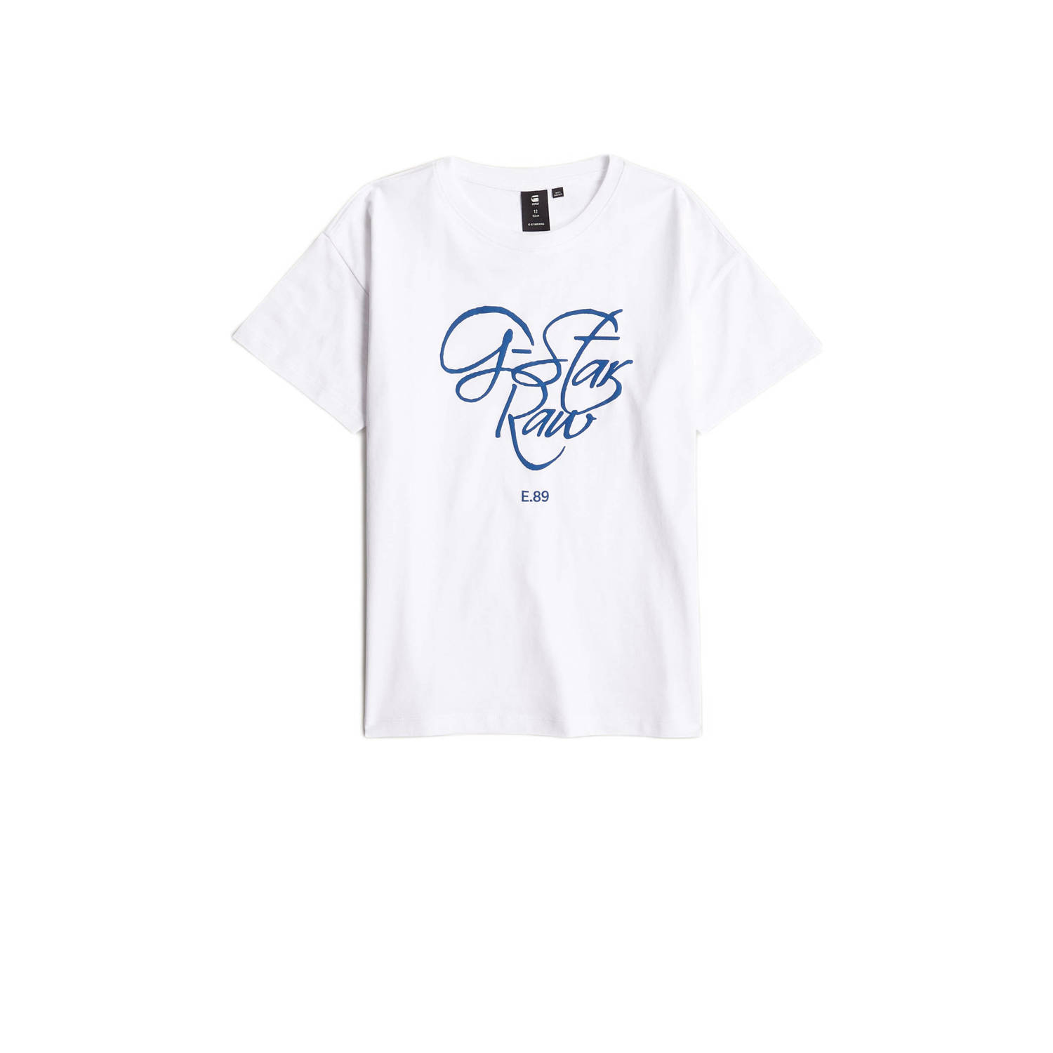 G-Star Raw T-shirt t-shirt s\s loose wit donkerblauw Katoen Ronde hals 116