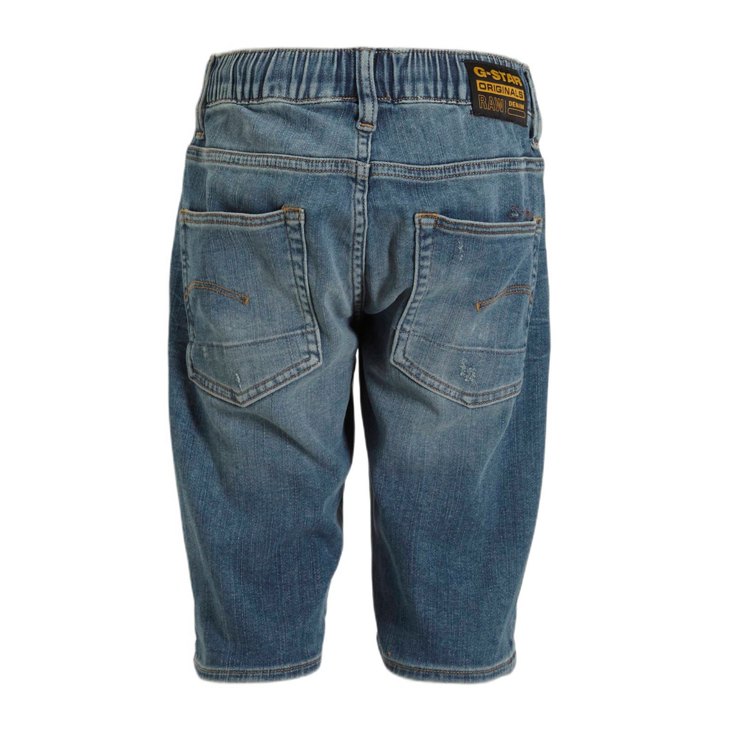 G-STAR 3301 slim pull up shorts denim short sun faded indigo destroyed