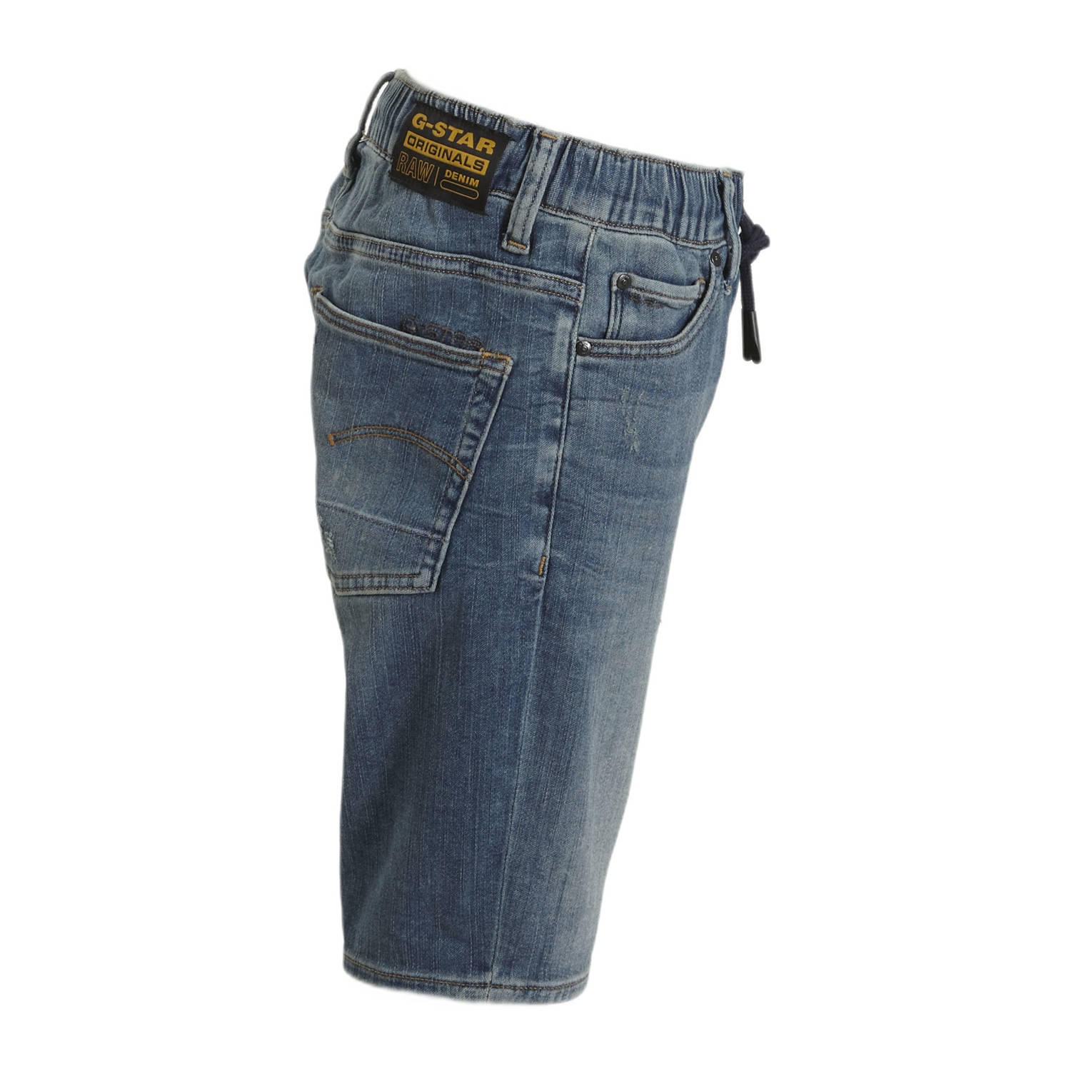 G-STAR 3301 slim pull up shorts denim short sun faded indigo destroyed