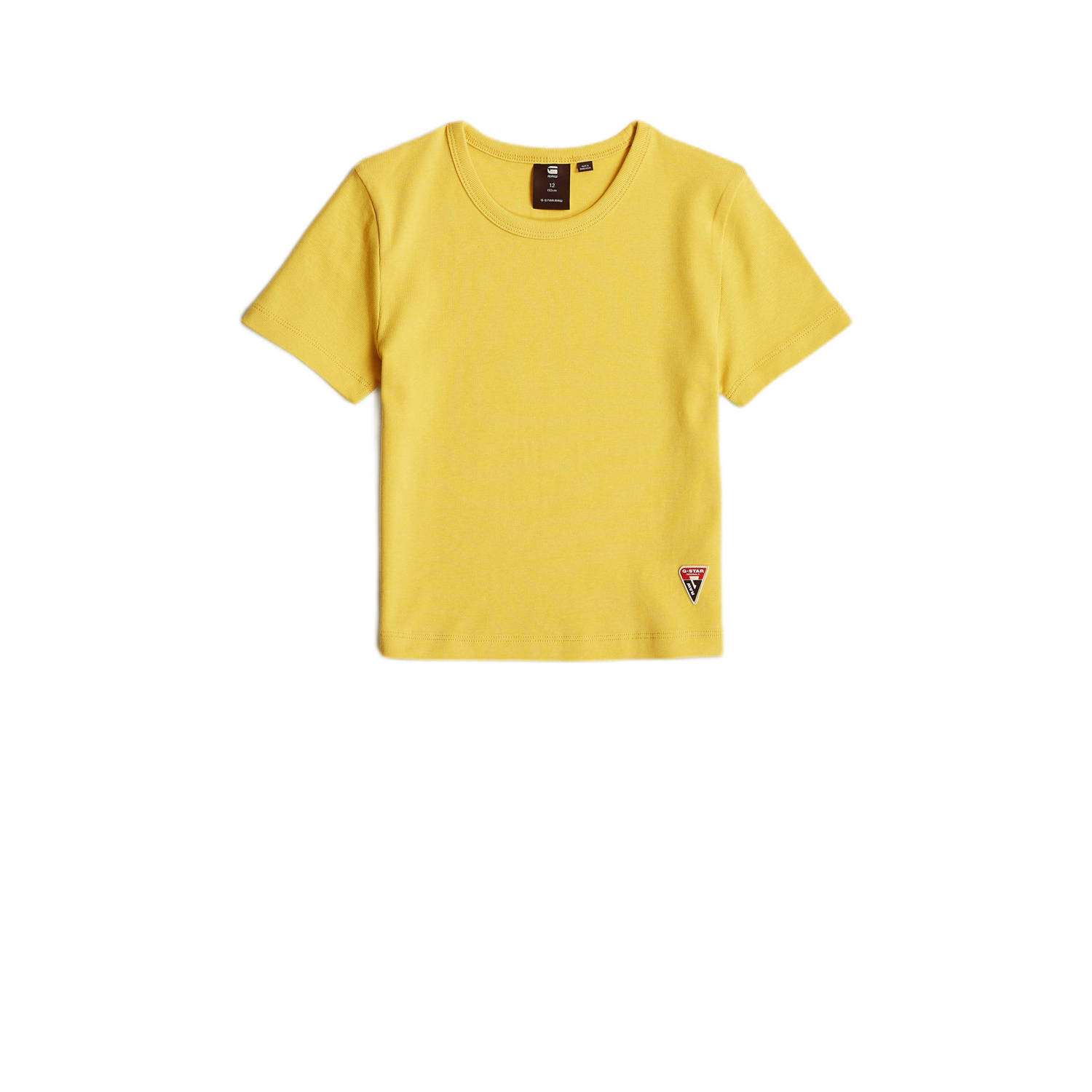 G-Star Raw T-shirt t-shirt s\s slim crop geel Meisjes Katoen Ronde hals 140