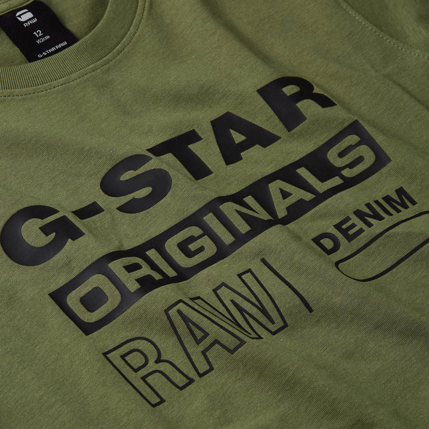G-Star RAW T-shirt t-shirt s\\s regular met printopdruk mosgroen