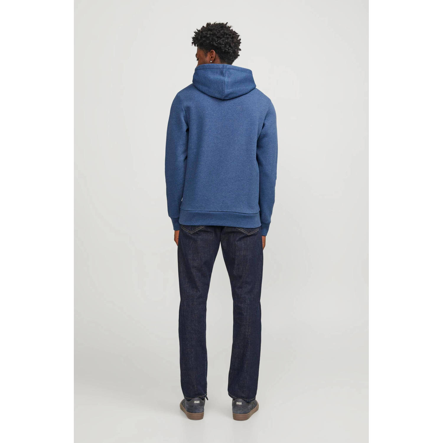 JACK & JONES ESSENTIALS hoodie JJELOGO met printopdruk ensign blue