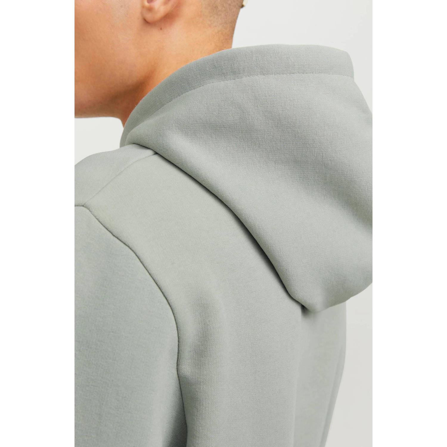 JACK & JONES ESSENTIALS hoodie JJELOGO met printopdruk desert sage