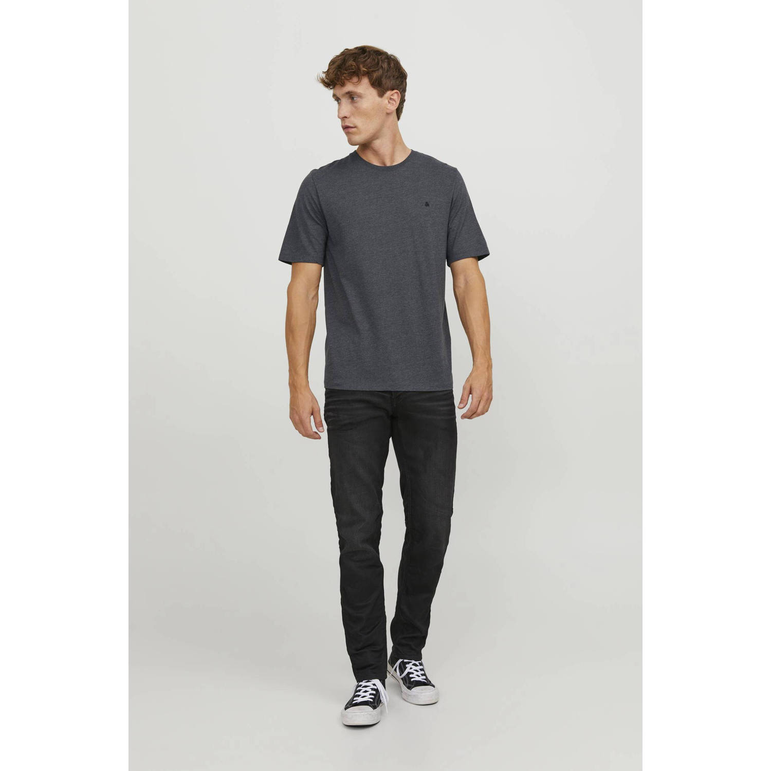 JACK & JONES ESSENTIALS regular fit T-shirt JJEPAULOS met logo grijs