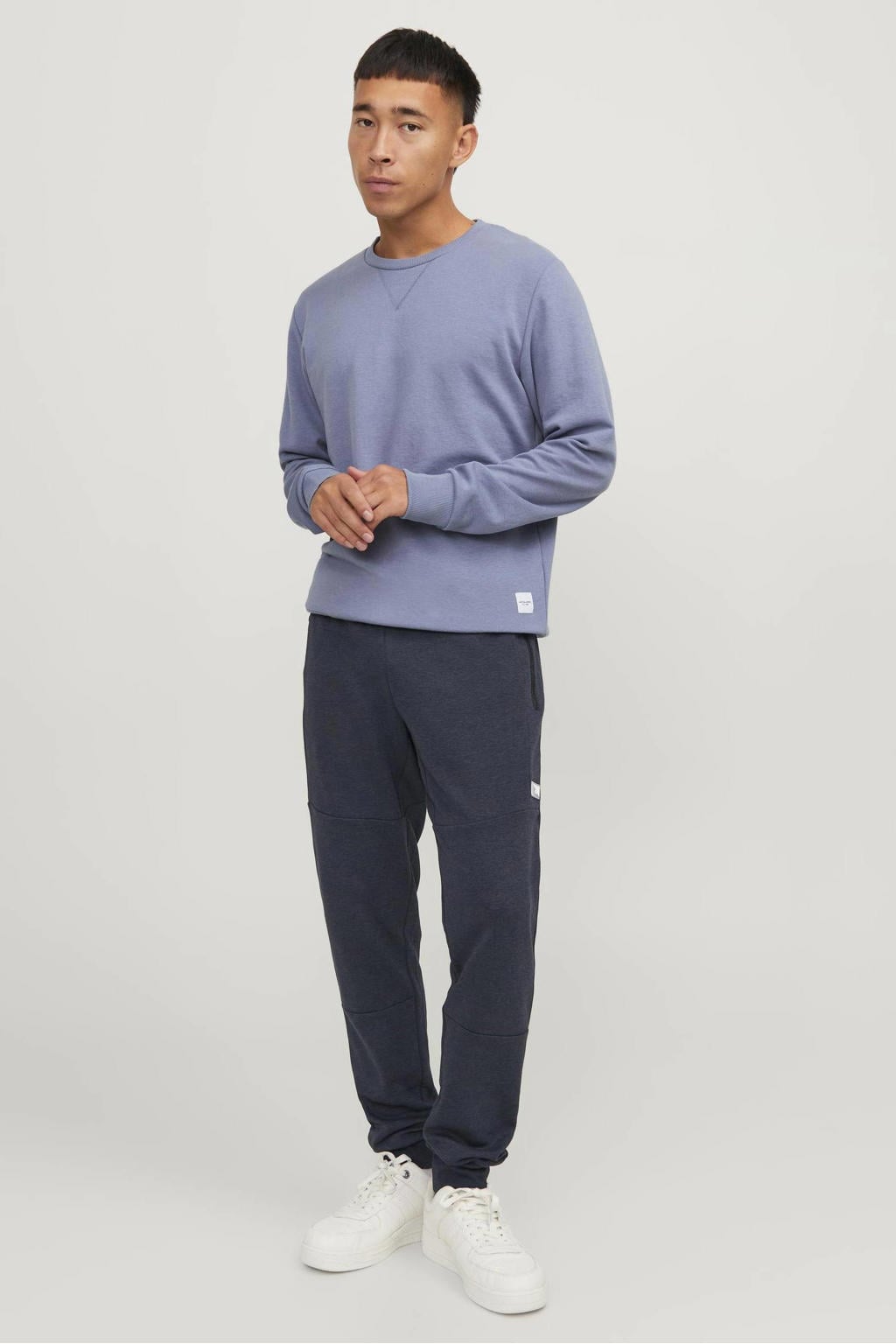 JACK & JONES PANTS STUDIO slim fit joggingbroek JPSTWILL JJAIR met logo donkerblauw