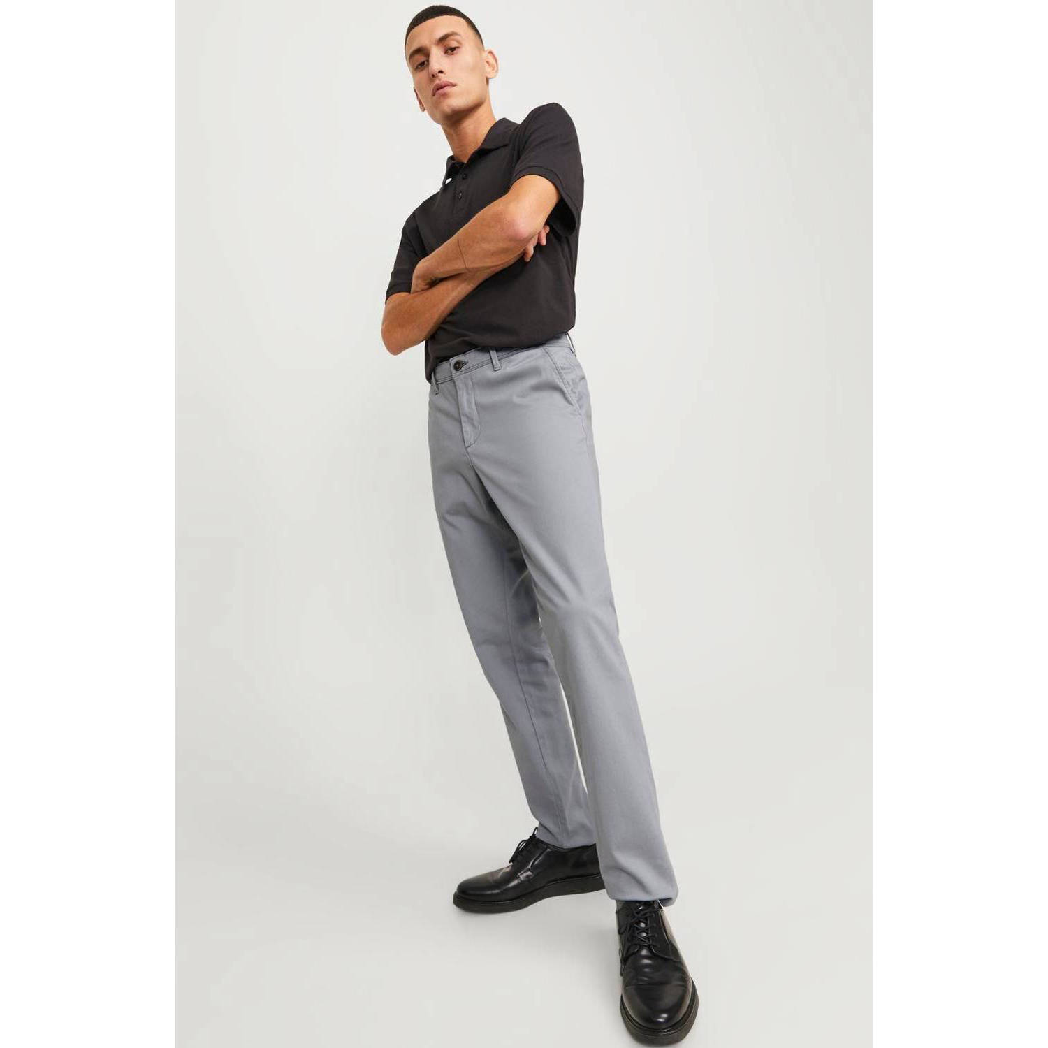 JACK & JONES PANTS STUDIO slim fit chino JPSTMARCO ultimate grey