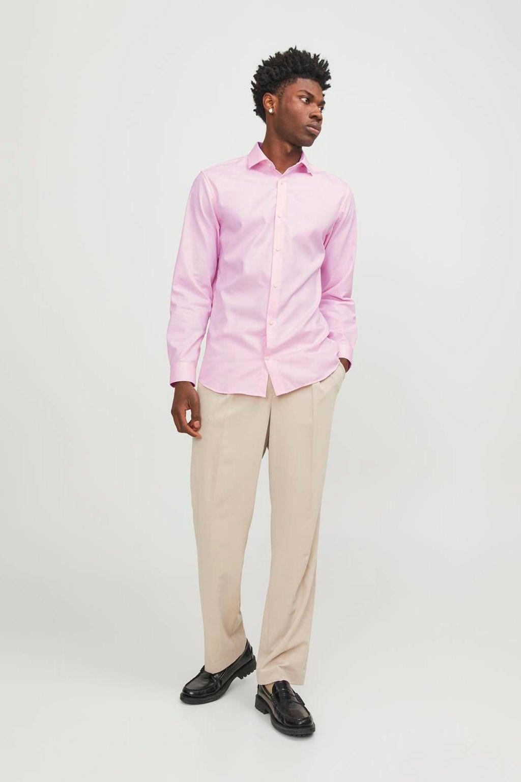 JACK & JONES PREMIUM slim fit overhemd JPRBLAPARKER pink nectar