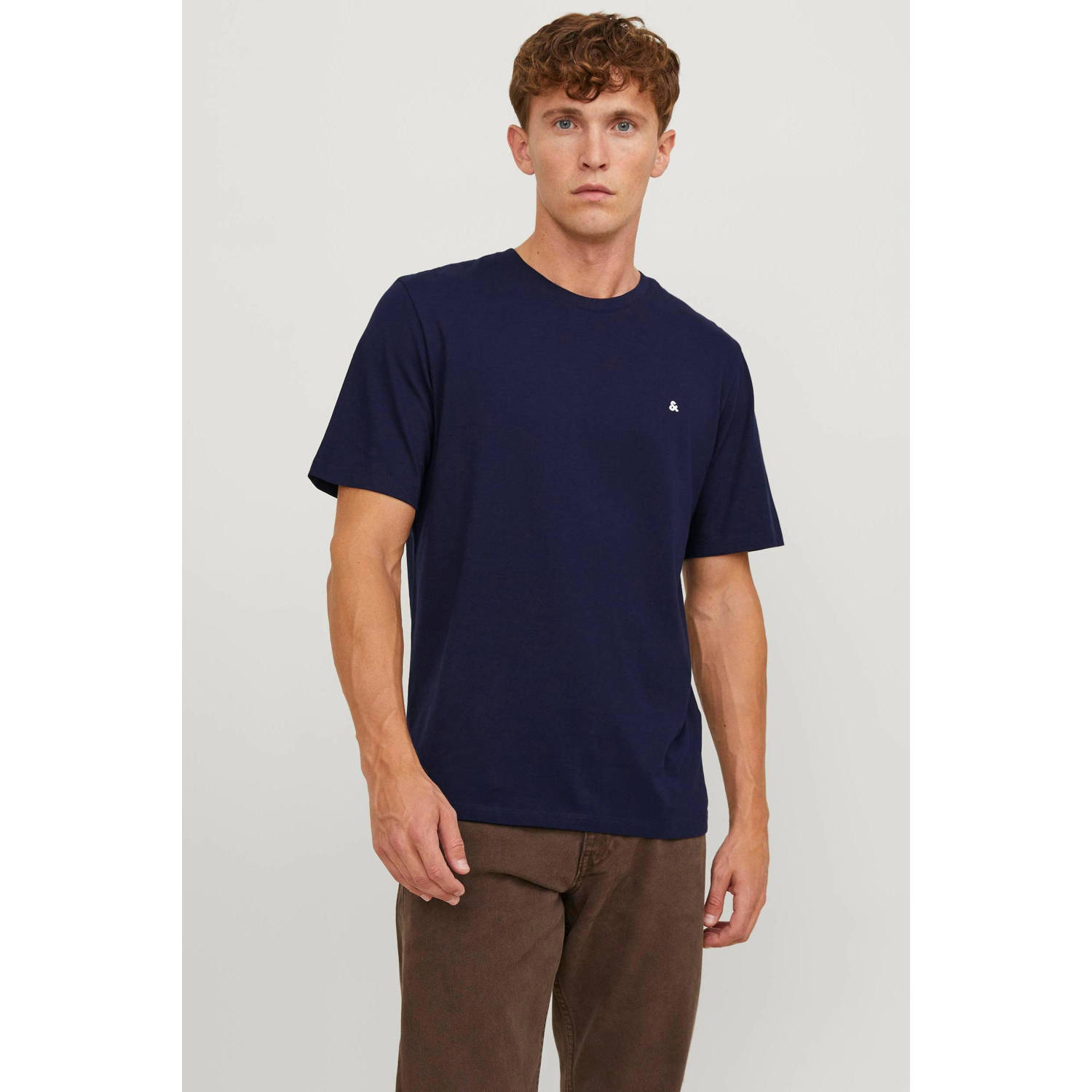 JACK & JONES ESSENTIALS regular fit T-shirt donkerblauw
