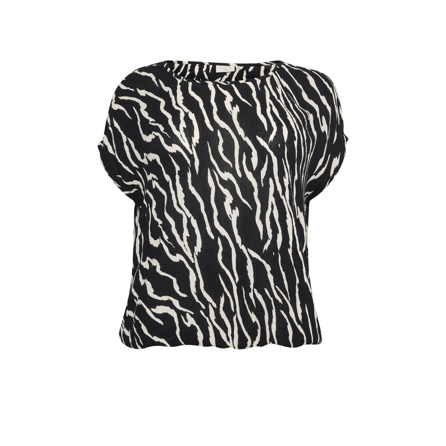 Kaffe Curve blousetop met zebraprint zwart ecru