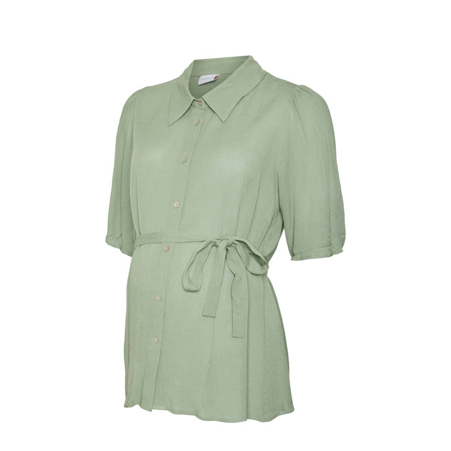 Mamalicious zwangerschaps- en voedingsblouse MLMY groen Dames Viscose Klassieke kraag XL