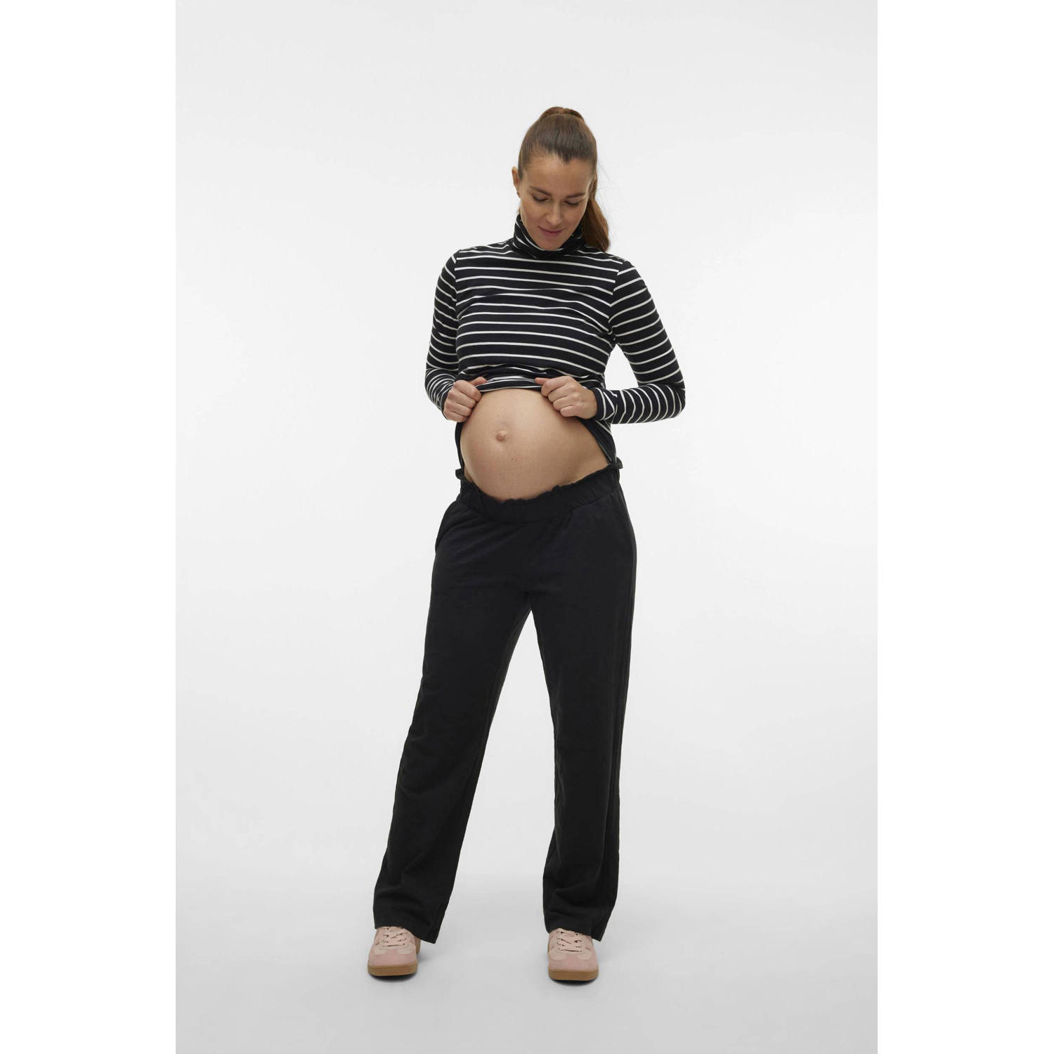 MAMALICIOUS loose fit broek MLIVY zwart