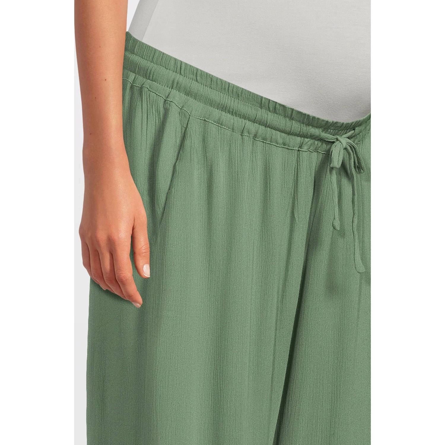 MAMALICIOUS cropped wide leg broek MLMY groen