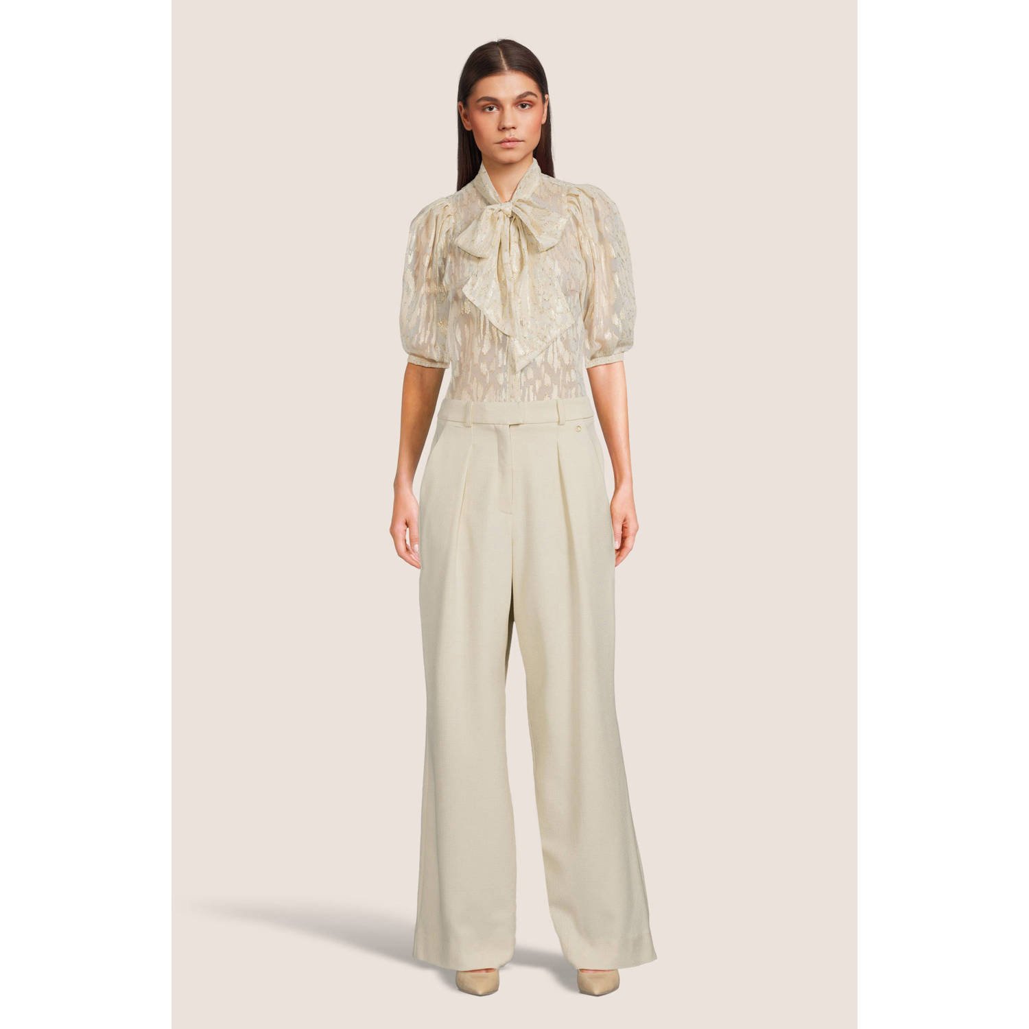 JOSH V high waist wide leg pantalon Lia ecru