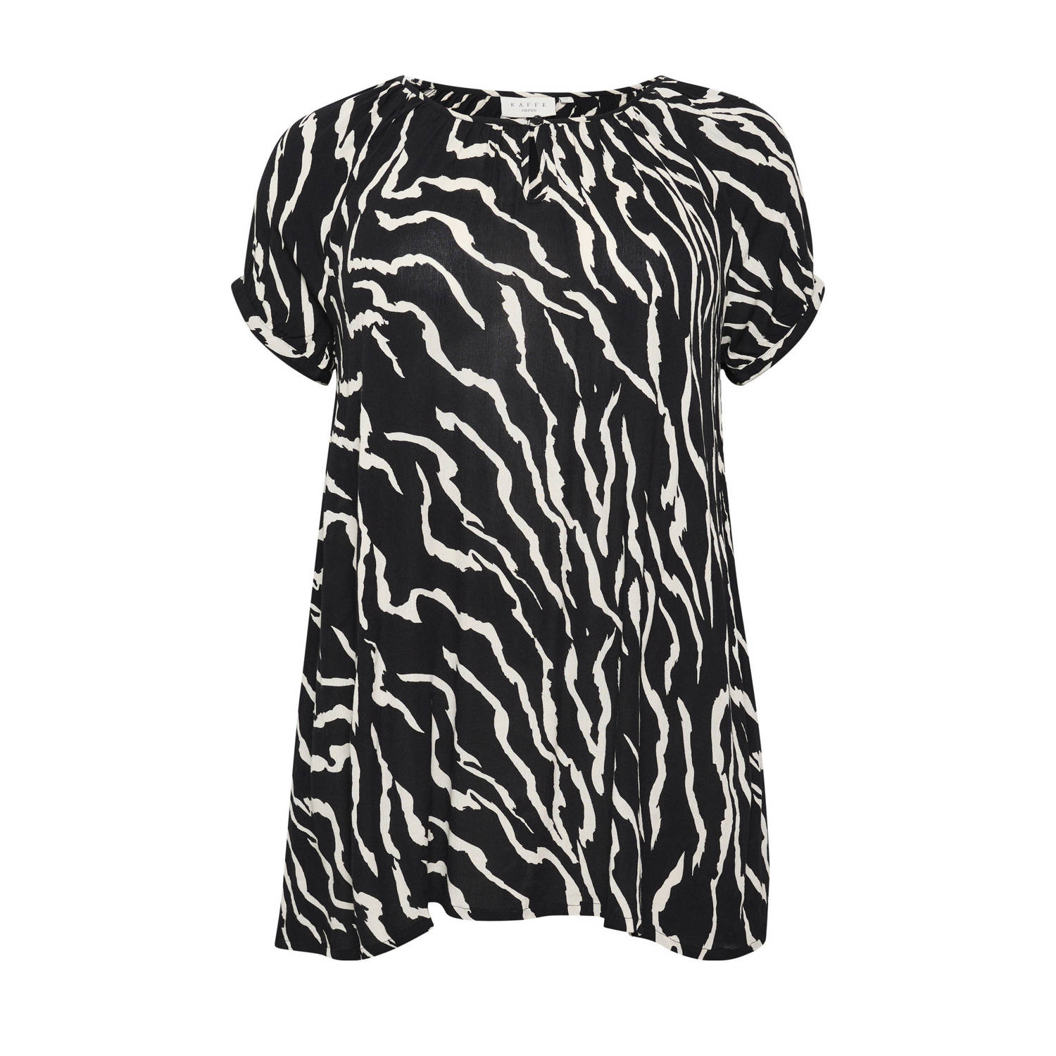 Kaffe Curve tuniek met zebraprint zwart ecru