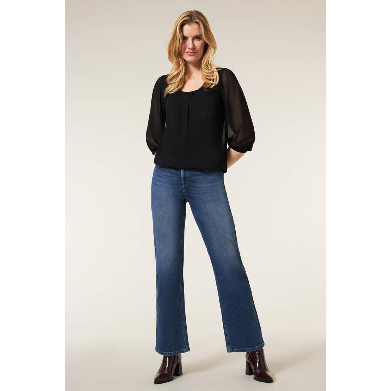 Miss Etam wide leg jeans medium blue denim