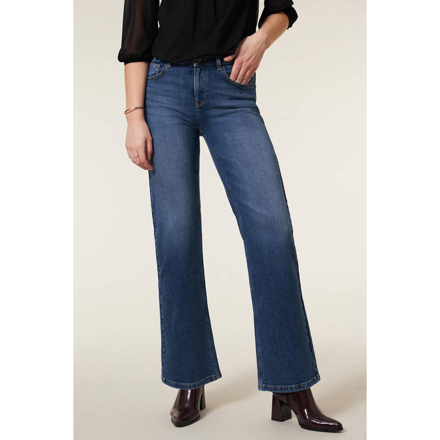 Miss Etam wide leg jeans medium blue denim