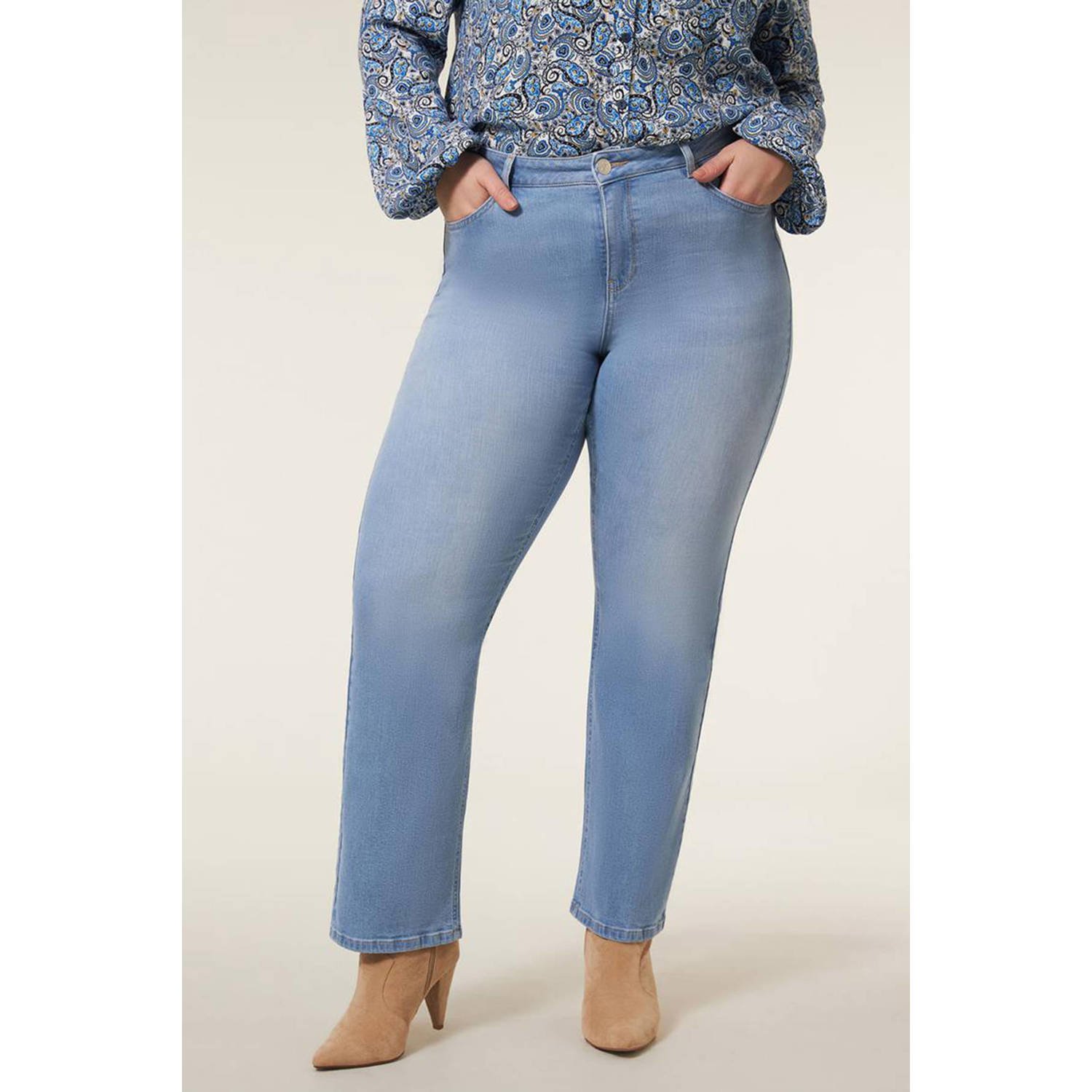 Miss Etam Plus straight leg jeans 502 Bleached denim