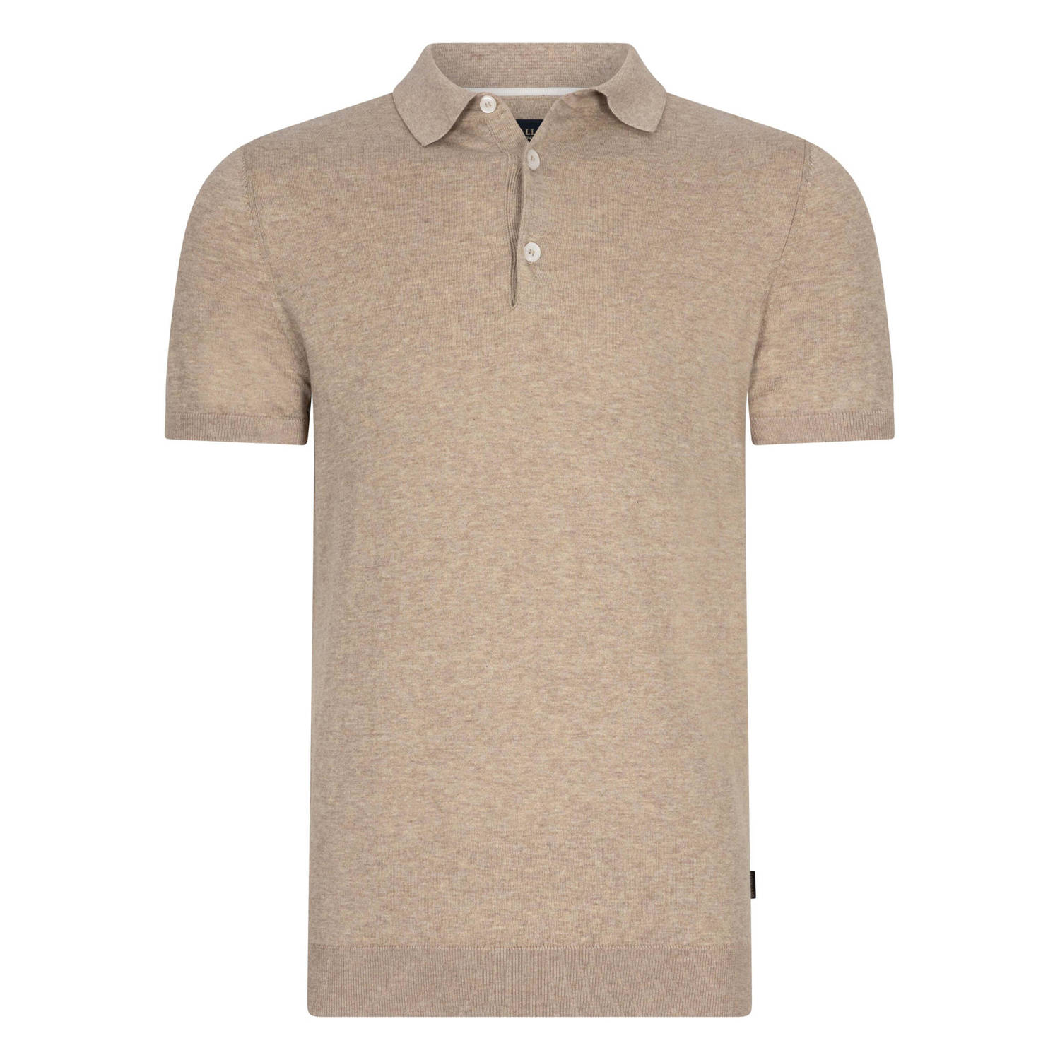 Cavallaro Napoli gemêleerde gebreide regular fit polo Sorrentino beige