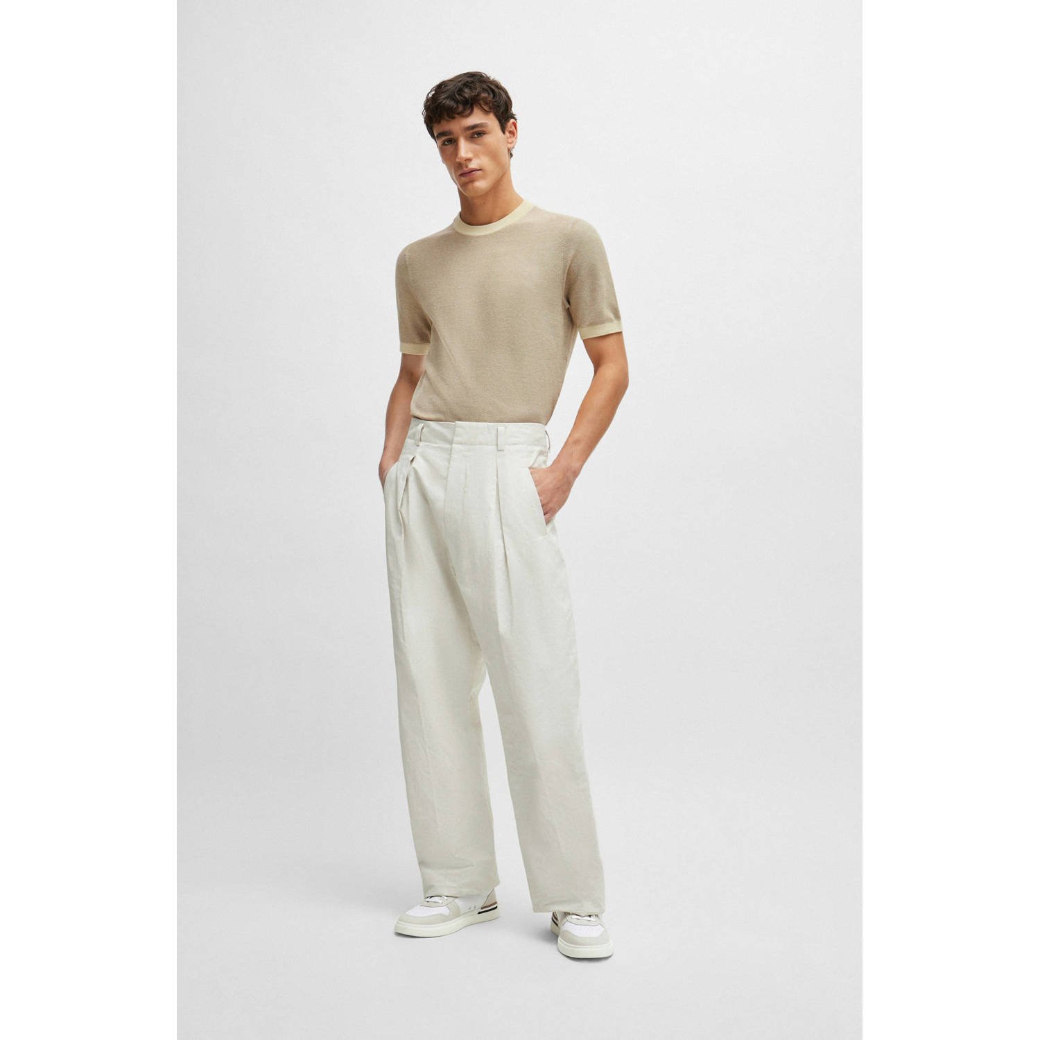 BOSS gebreid T-shirt TANTINO open white