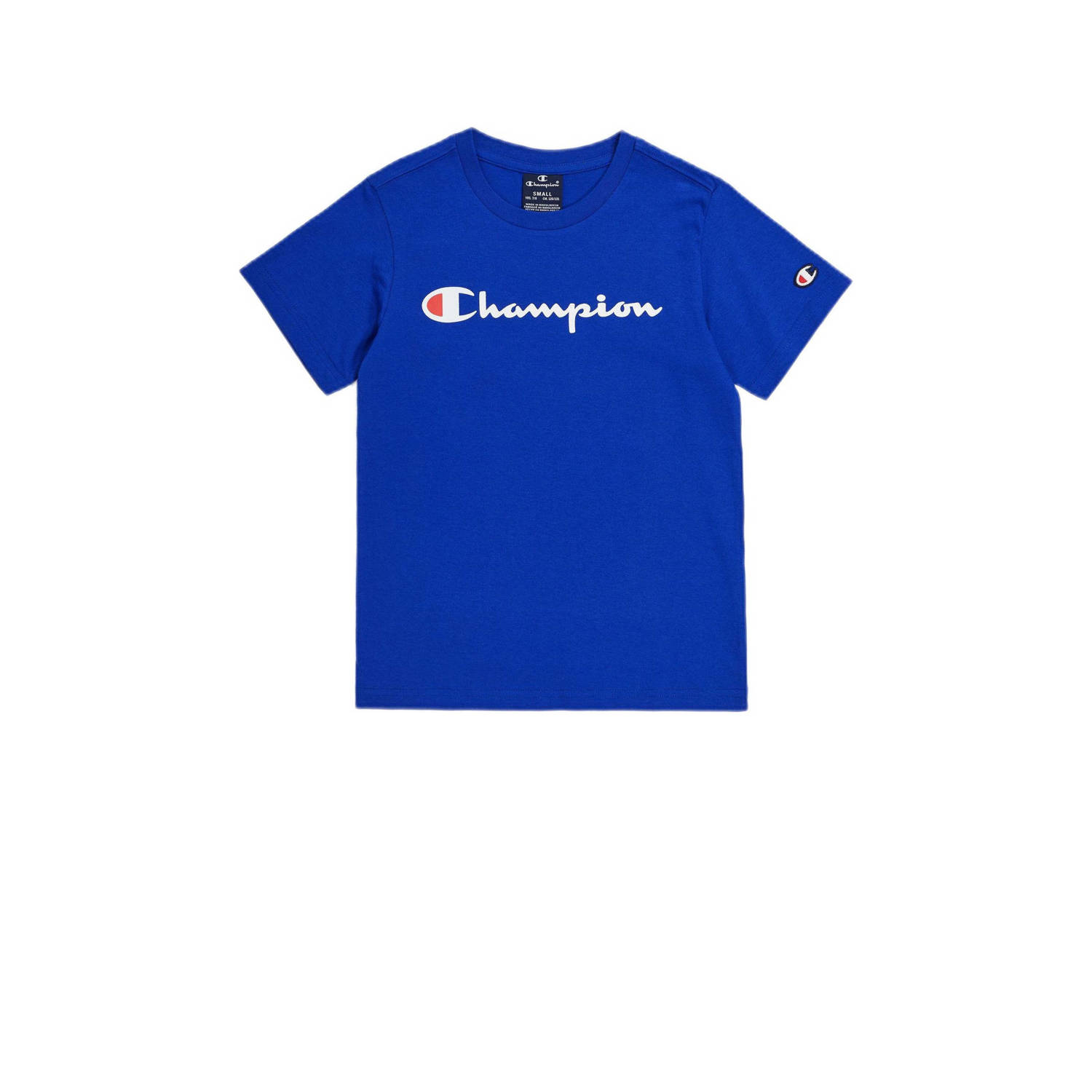 Champion T-shirt met logo blauw Jongens Katoen Ronde hals Logo 122 128