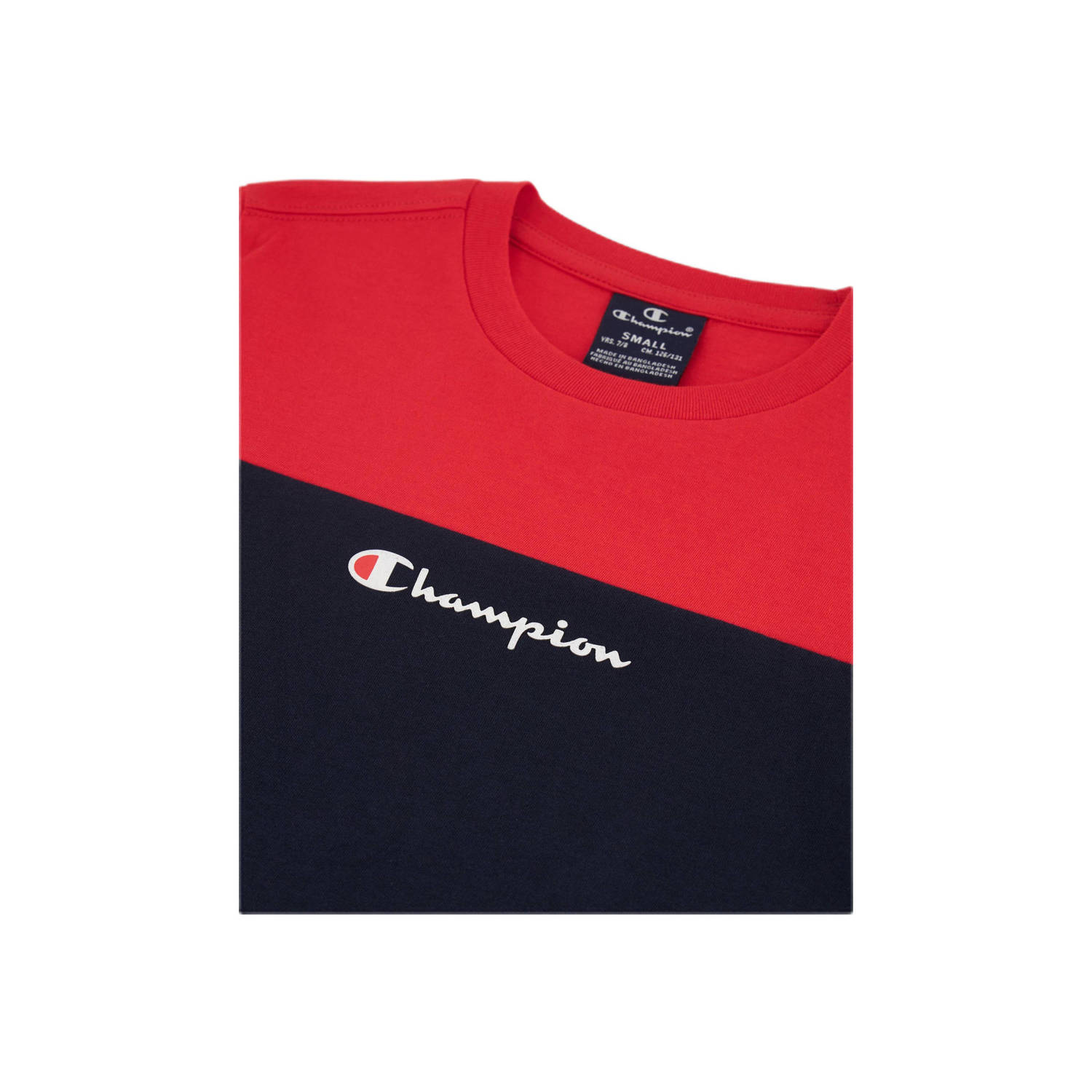 Champion T-shirt met logo donkerblauw rood