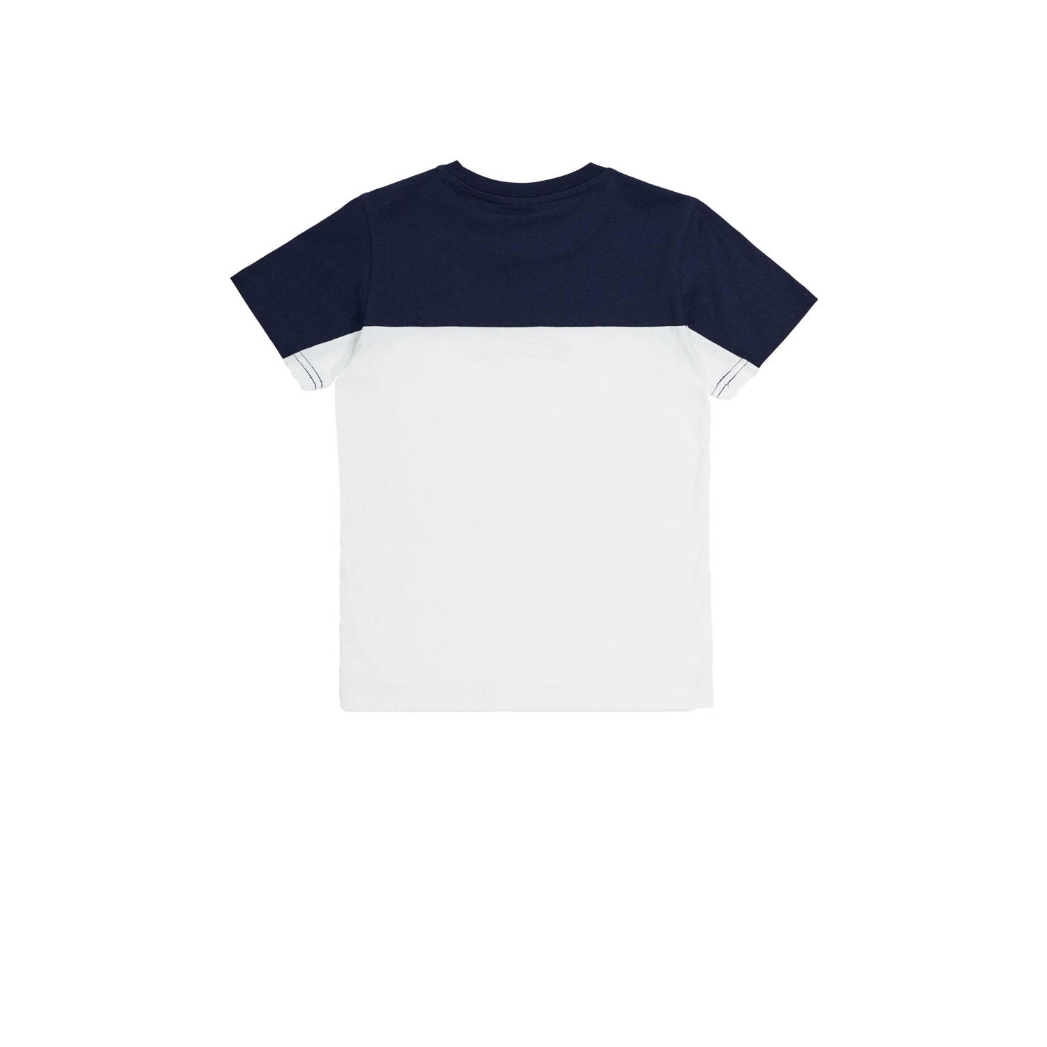 Champion T-shirt met logo wit donkerblauw