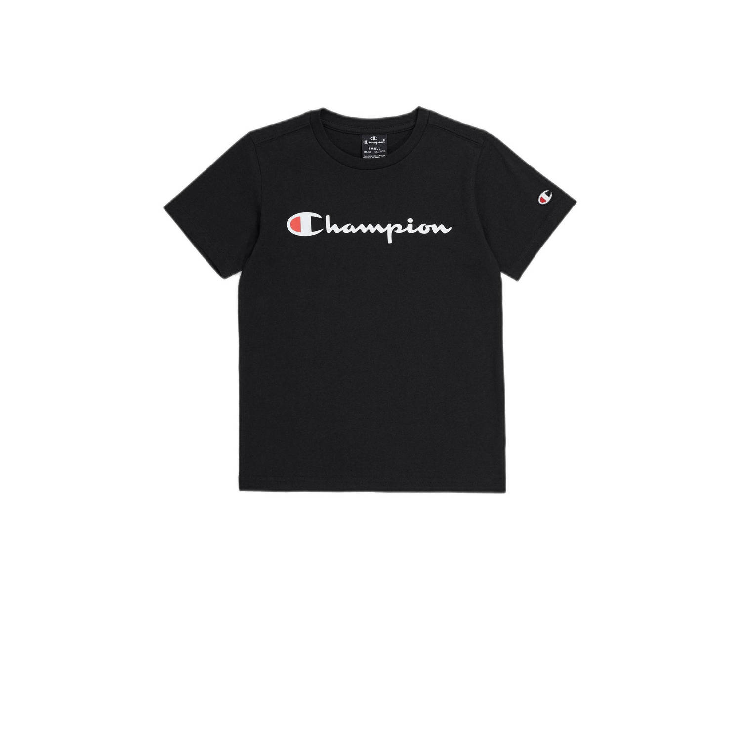 Champion T-shirt met logo zwart Jongens Katoen Ronde hals Logo 122 128